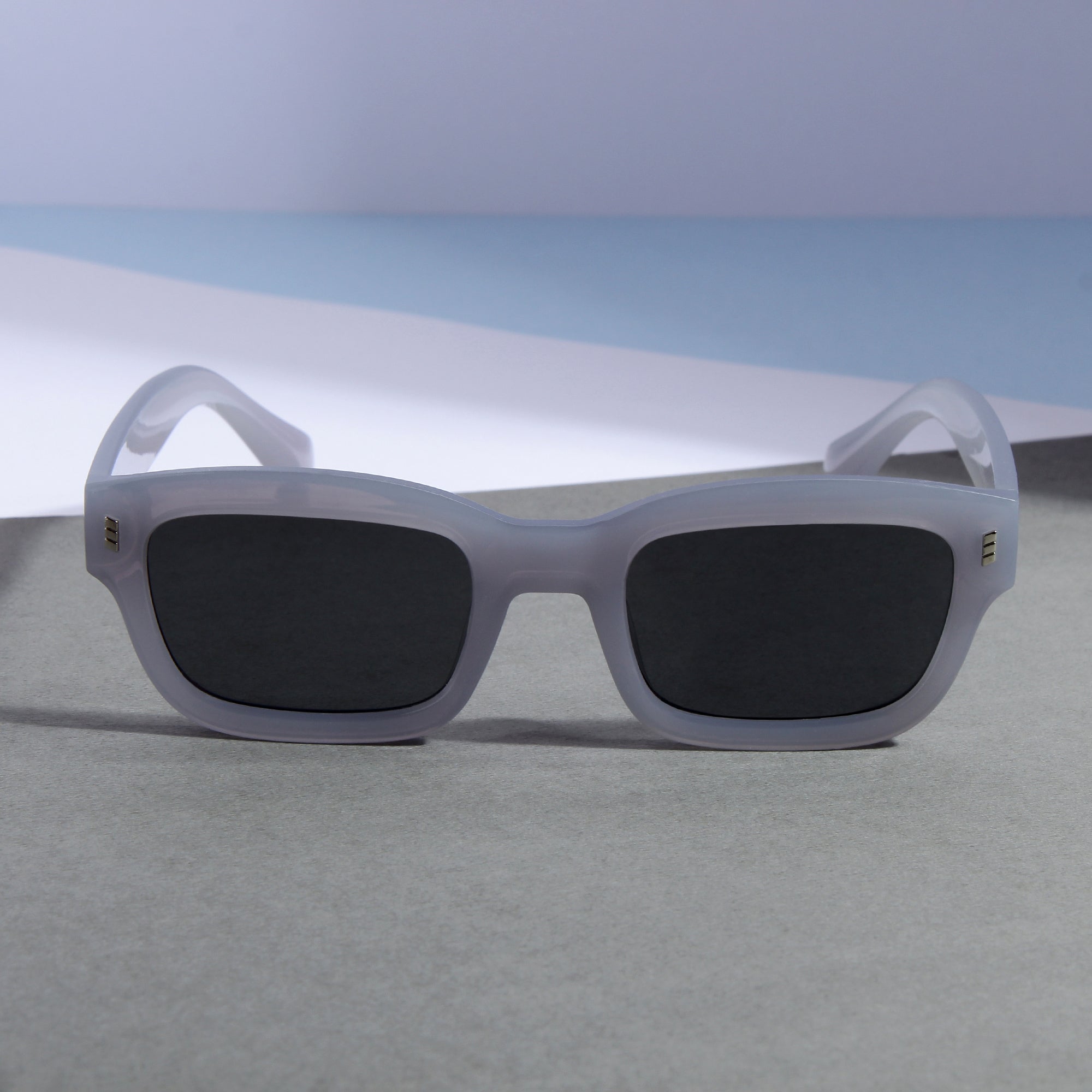 Lizard Grey Black Rectangle Sunglasses