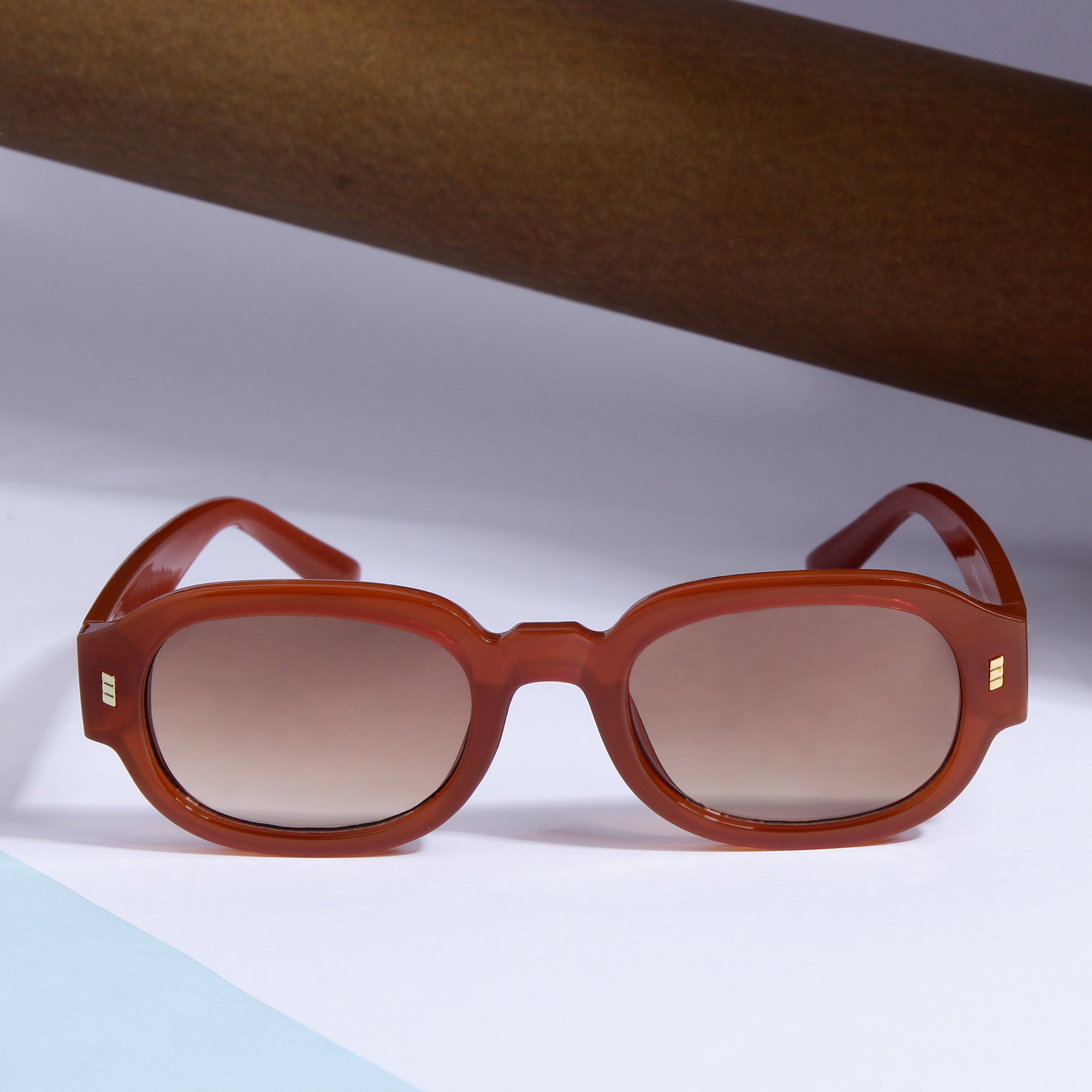 Venom Orange Brown Oval Sunglasses