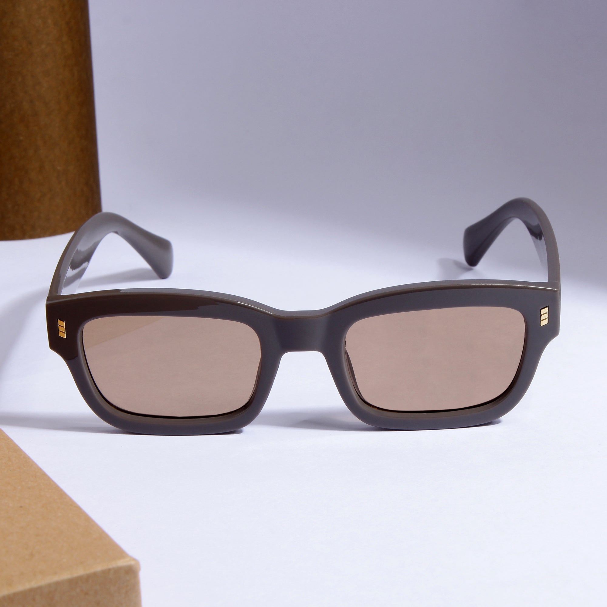 Lizard Brown Rectangle Sunglasses