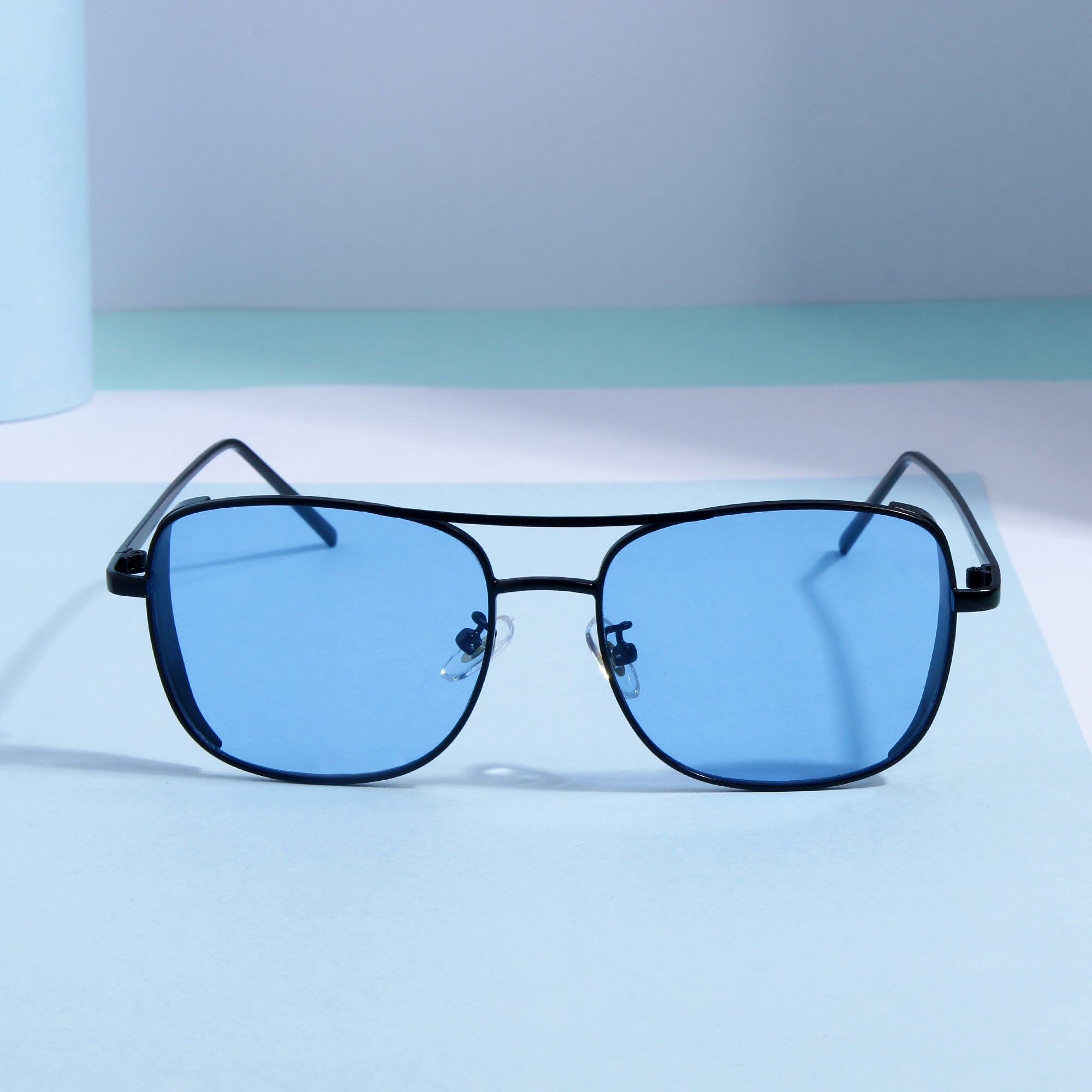 Clement Rectangle Black Blue Sunglasses