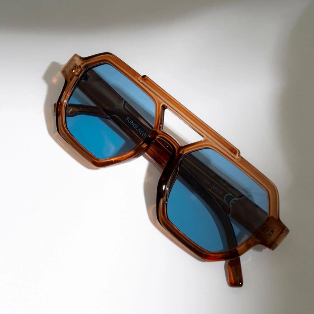 Brown Blue SZ 3501 Square Sunglasses