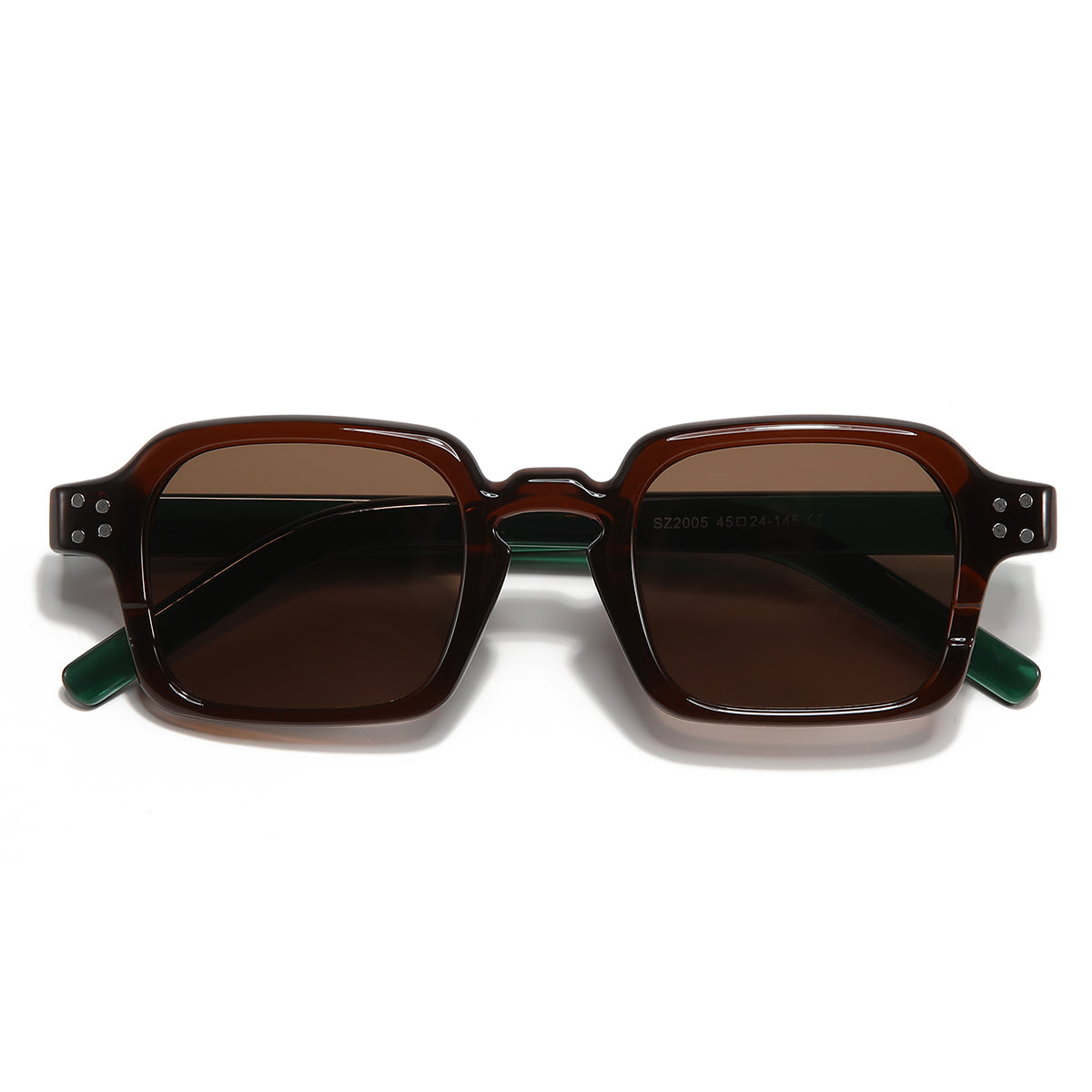 Green Brown SZ 2005 Square Sunglasses