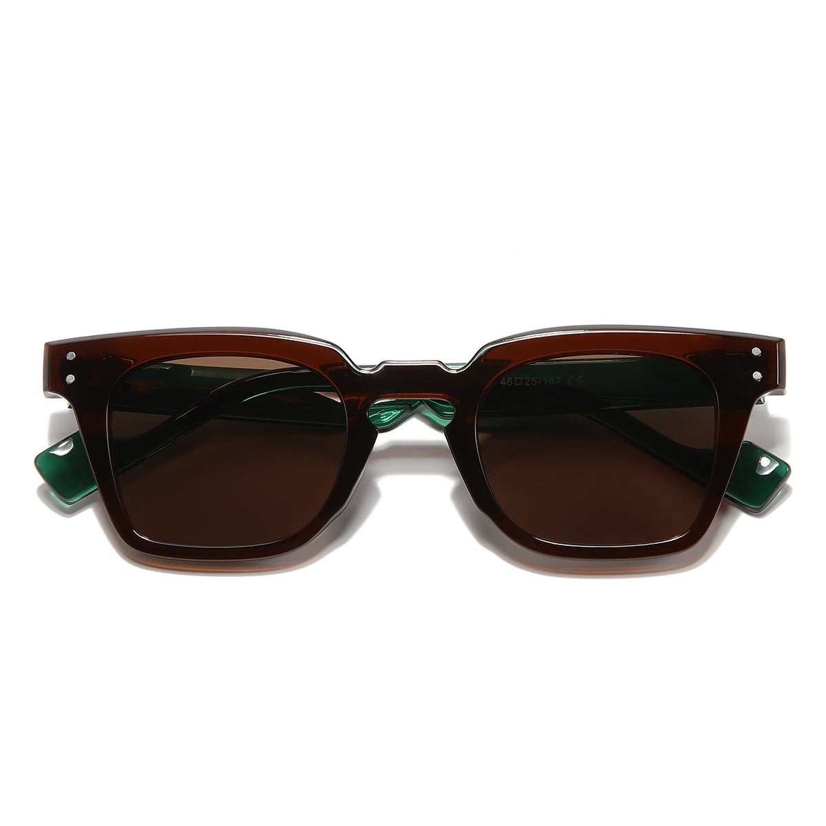 Green Brown Brown SZ 2001 Square Sunglasses