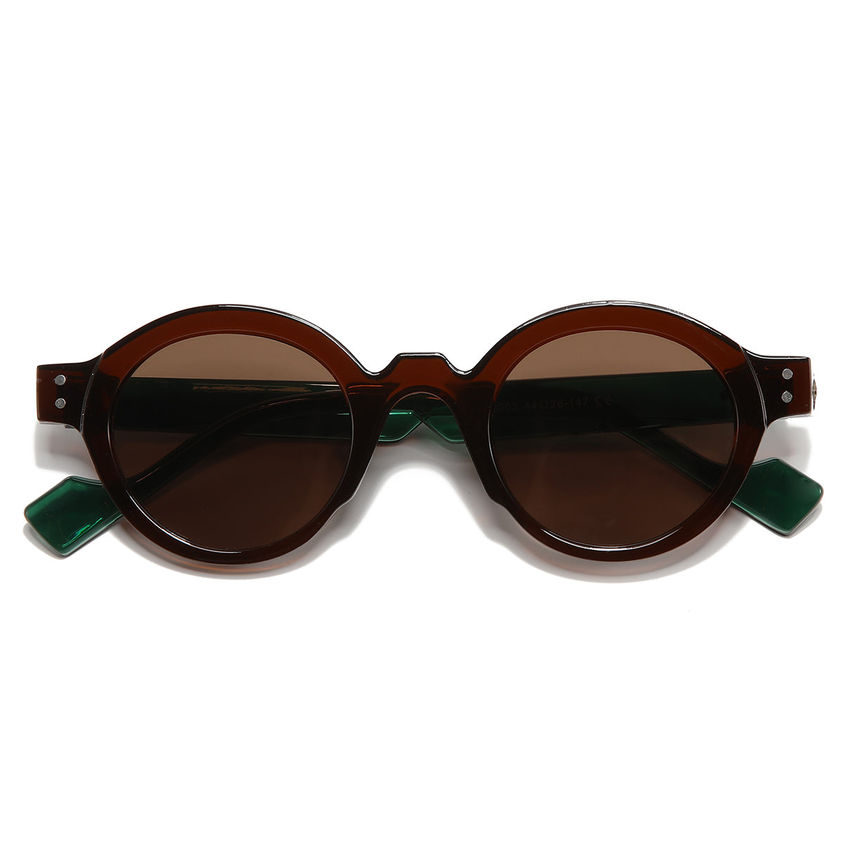 Green Brown Brown SZ 2003 Round Sunglasses