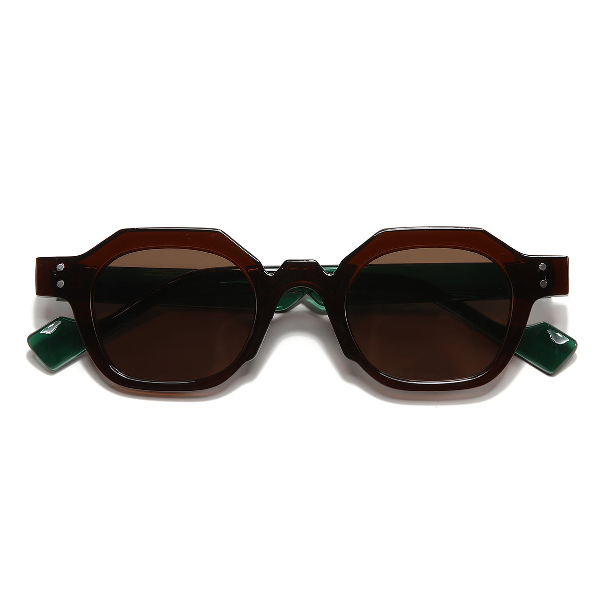 Green Brown Brown SZ 2002 Round Sunglasses