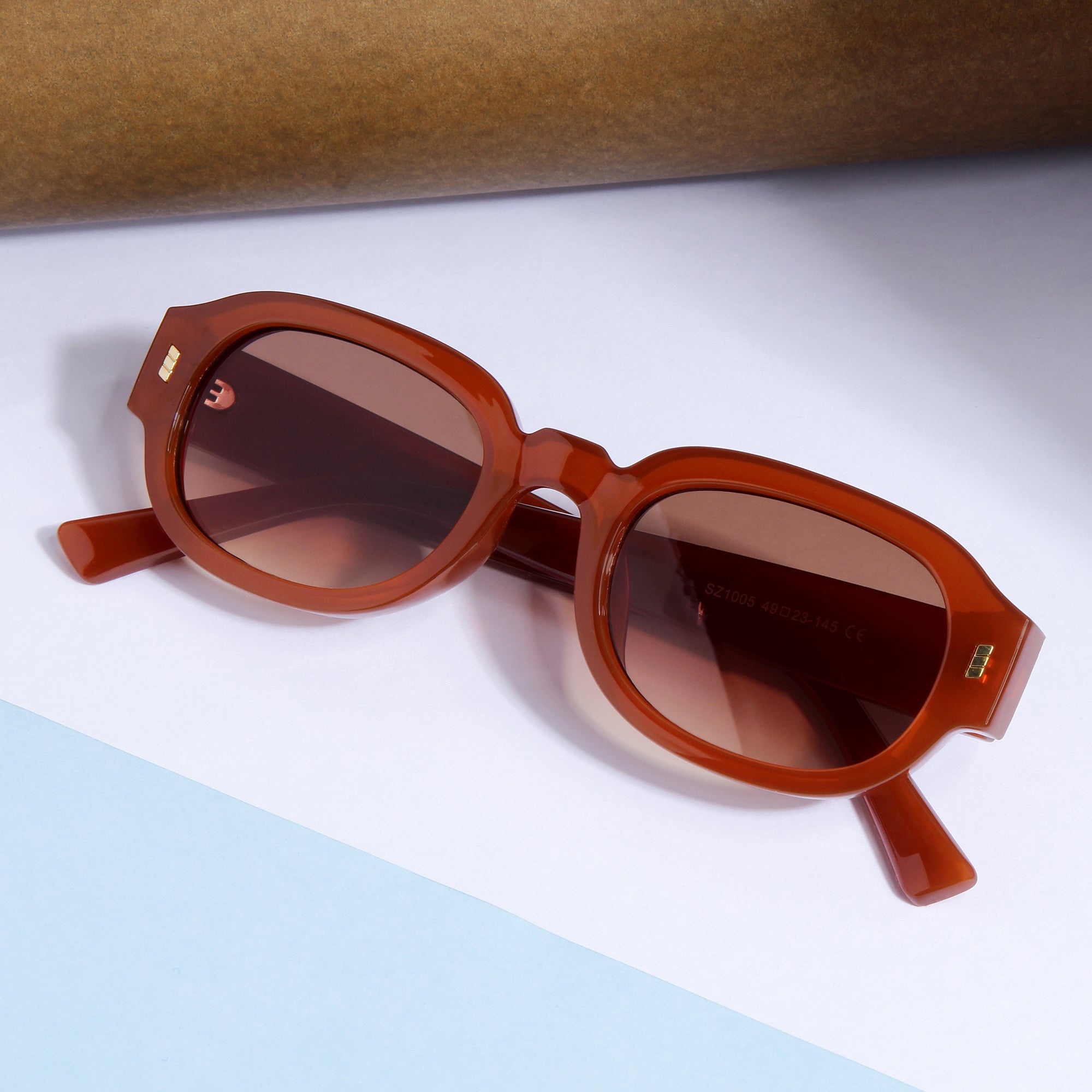 Venom Orange Brown Oval Sunglasses