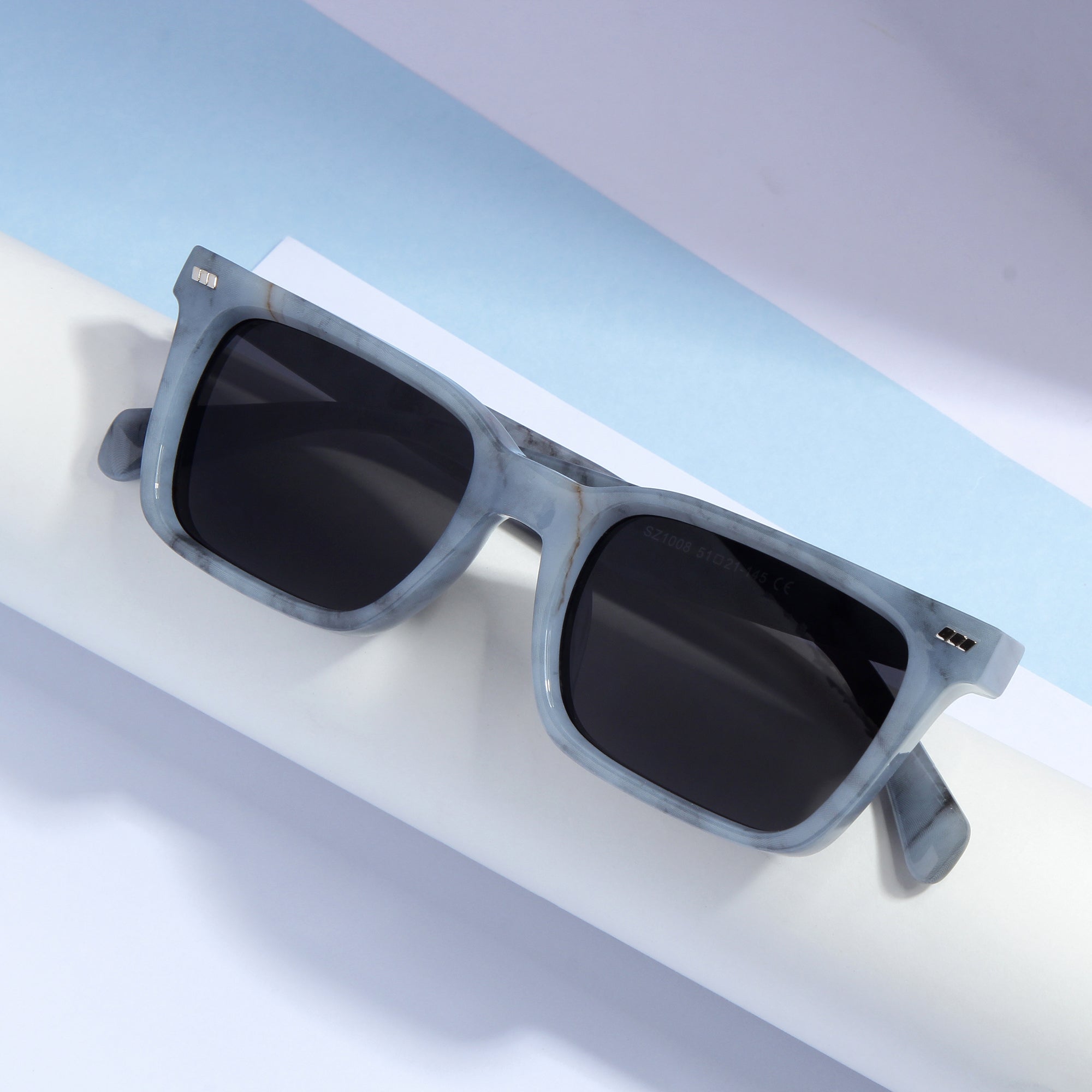 Castels Marble Black Rectangle Sunglasses