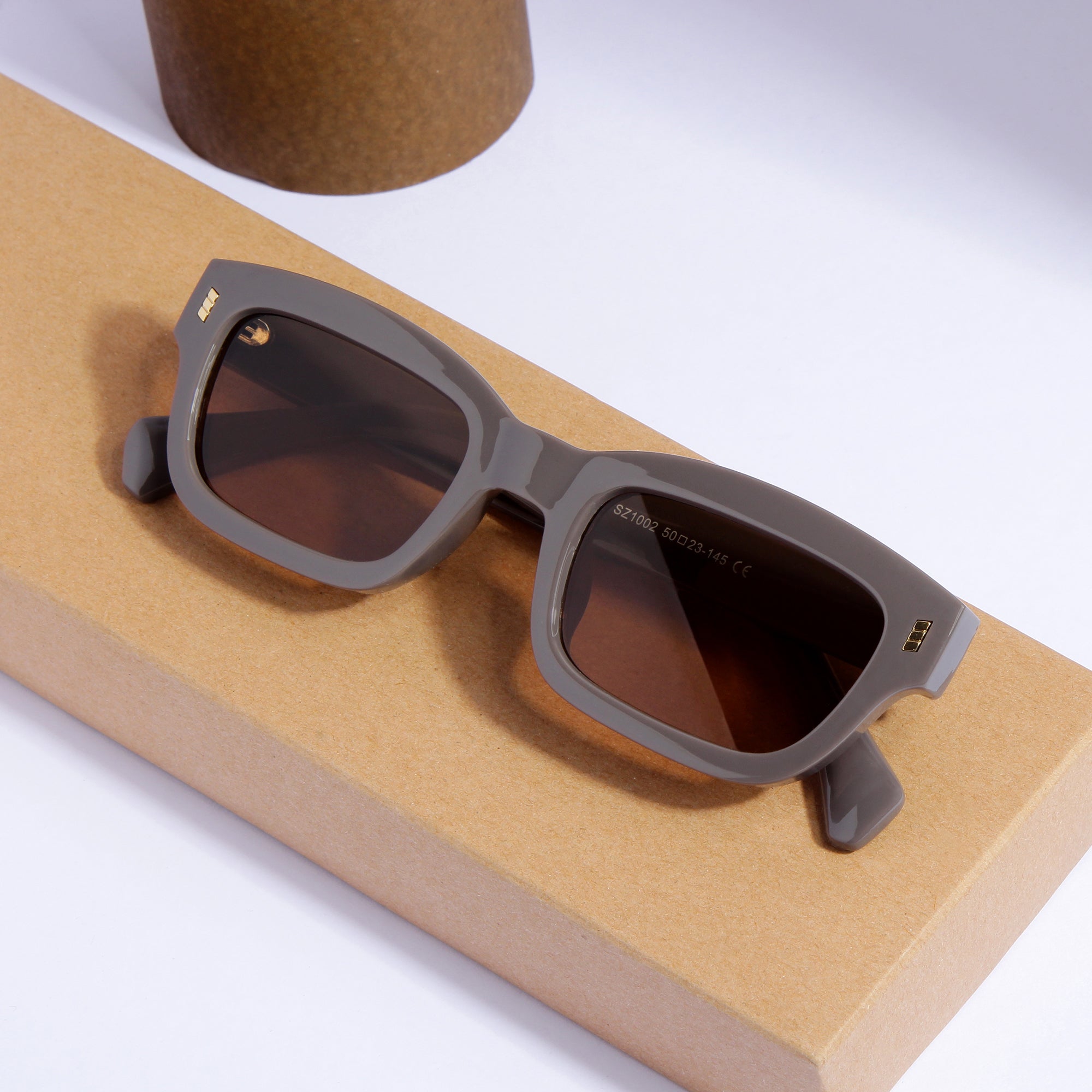 Lizard Brown Rectangle Sunglasses