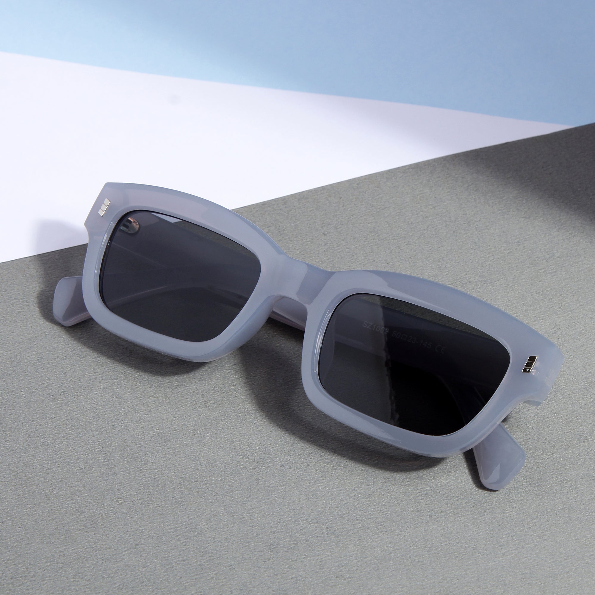 Lizard Grey Black Rectangle Sunglasses