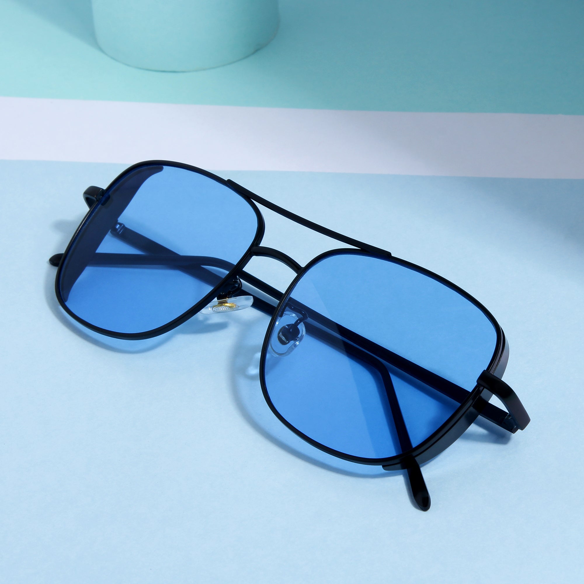 Clement Rectangle Black Blue Sunglasses