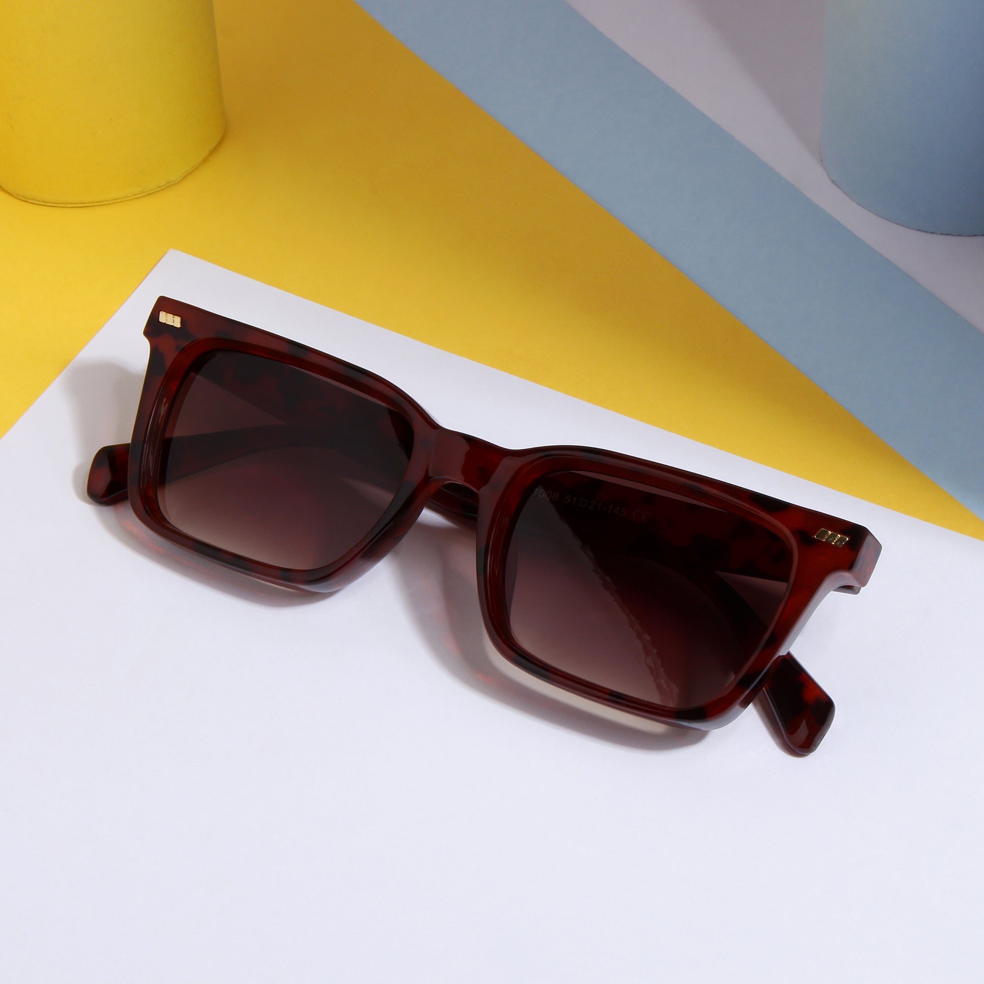 Castels Tortoise Brown Rectangle Sunglasses