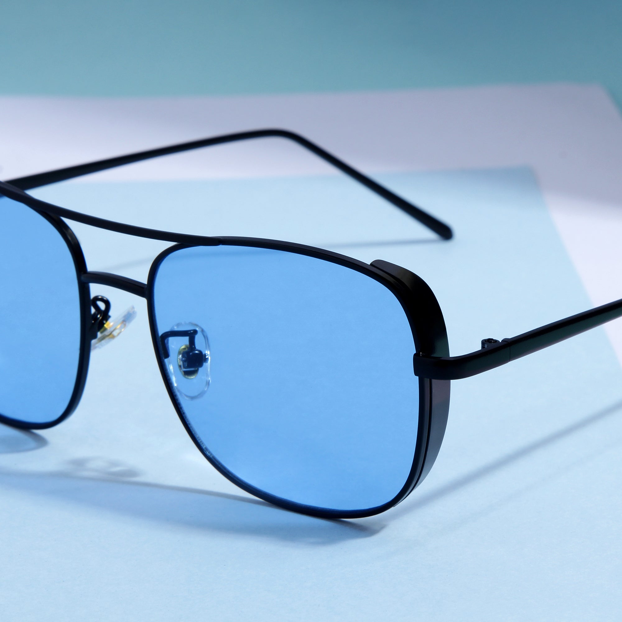 Clement Rectangle Black Blue Sunglasses