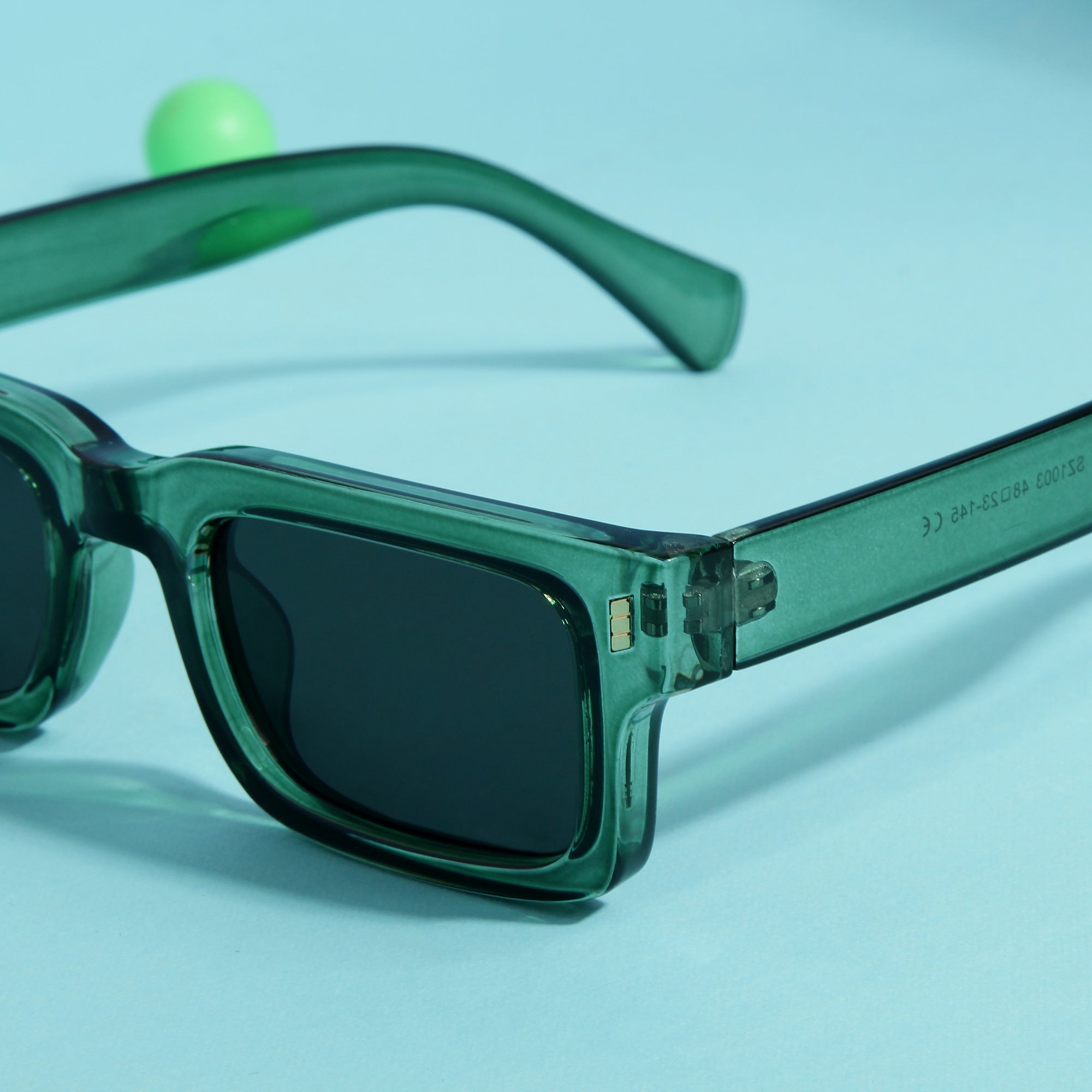 Lucifer Green Black Rectangle Sunglasses