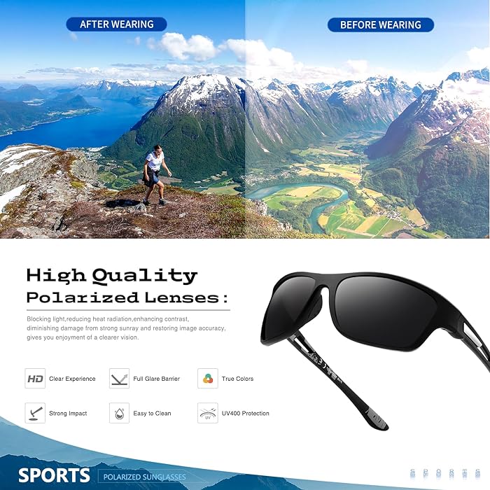 Rider V1 Black Polarized Rectangle Sunglasses