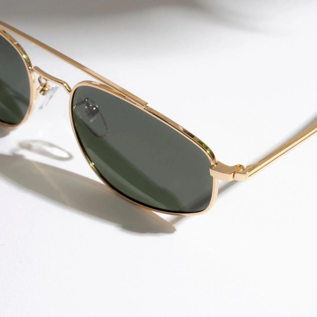 Leon Gold Green Oval Sunglasses