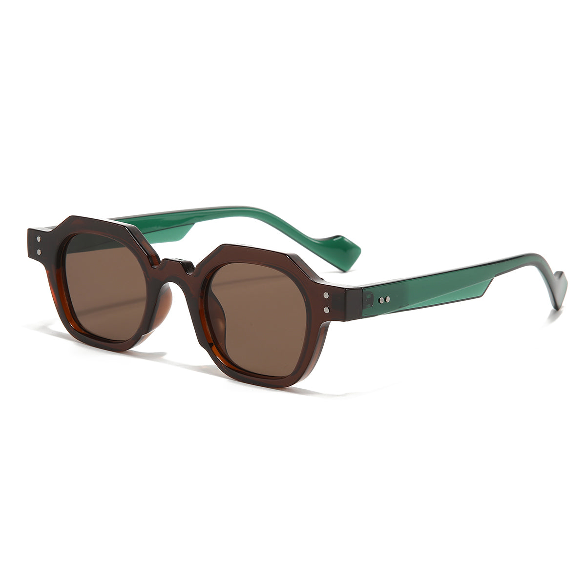 Green Brown Brown SZ 2002 Round Sunglasses