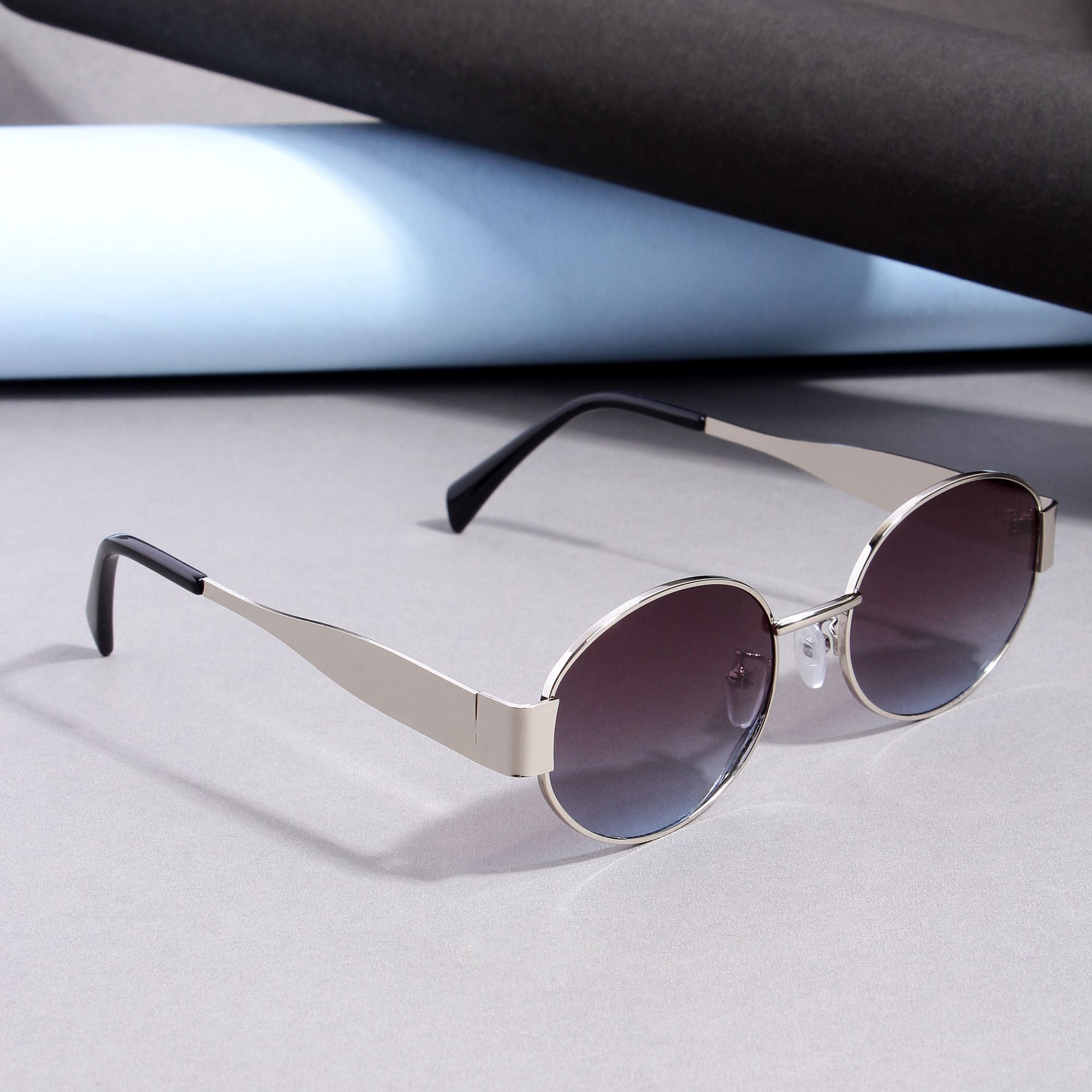 FF2380 Silver Blue Gradient Oval Sunglasses