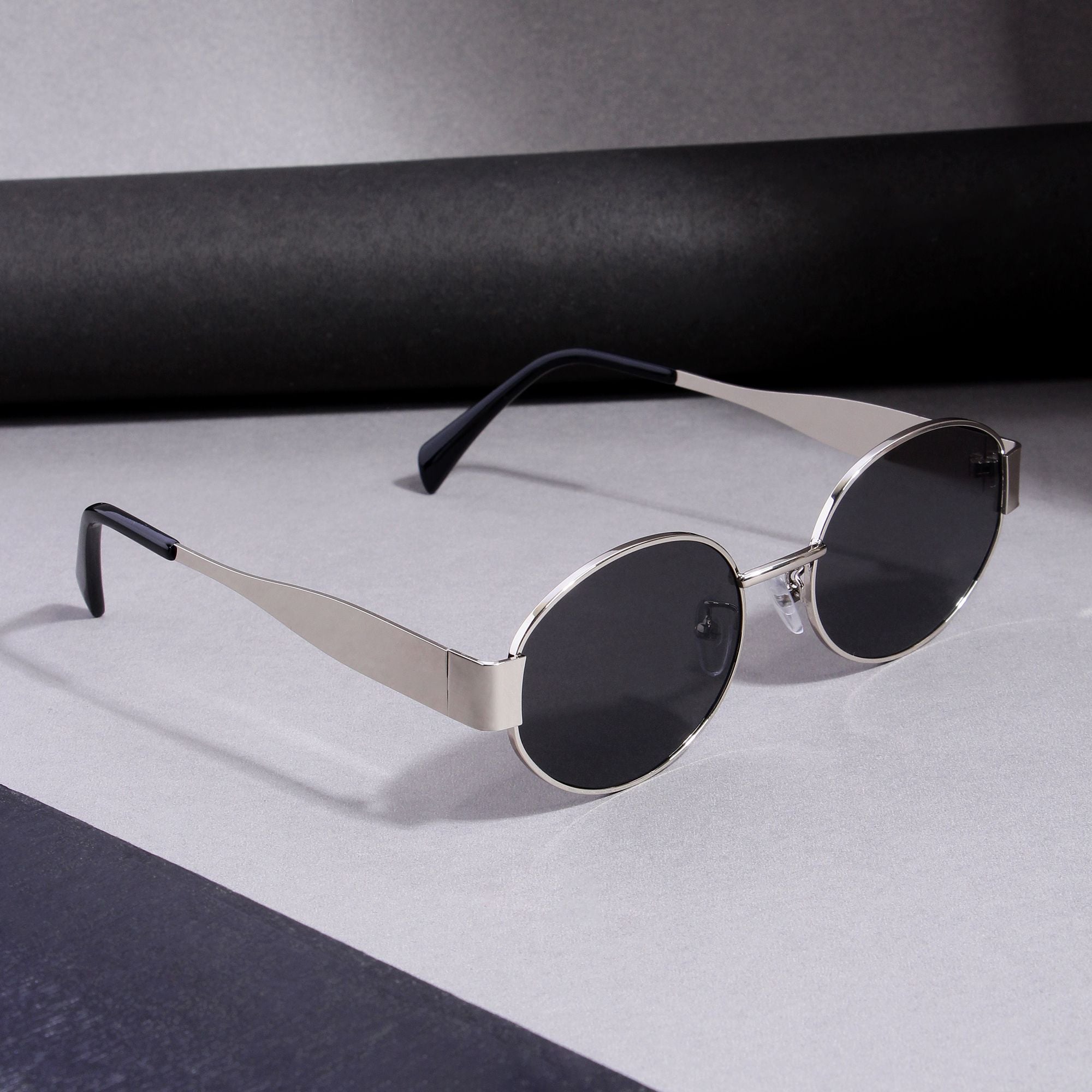 FF2380 Silver Black Oval Sunglasses