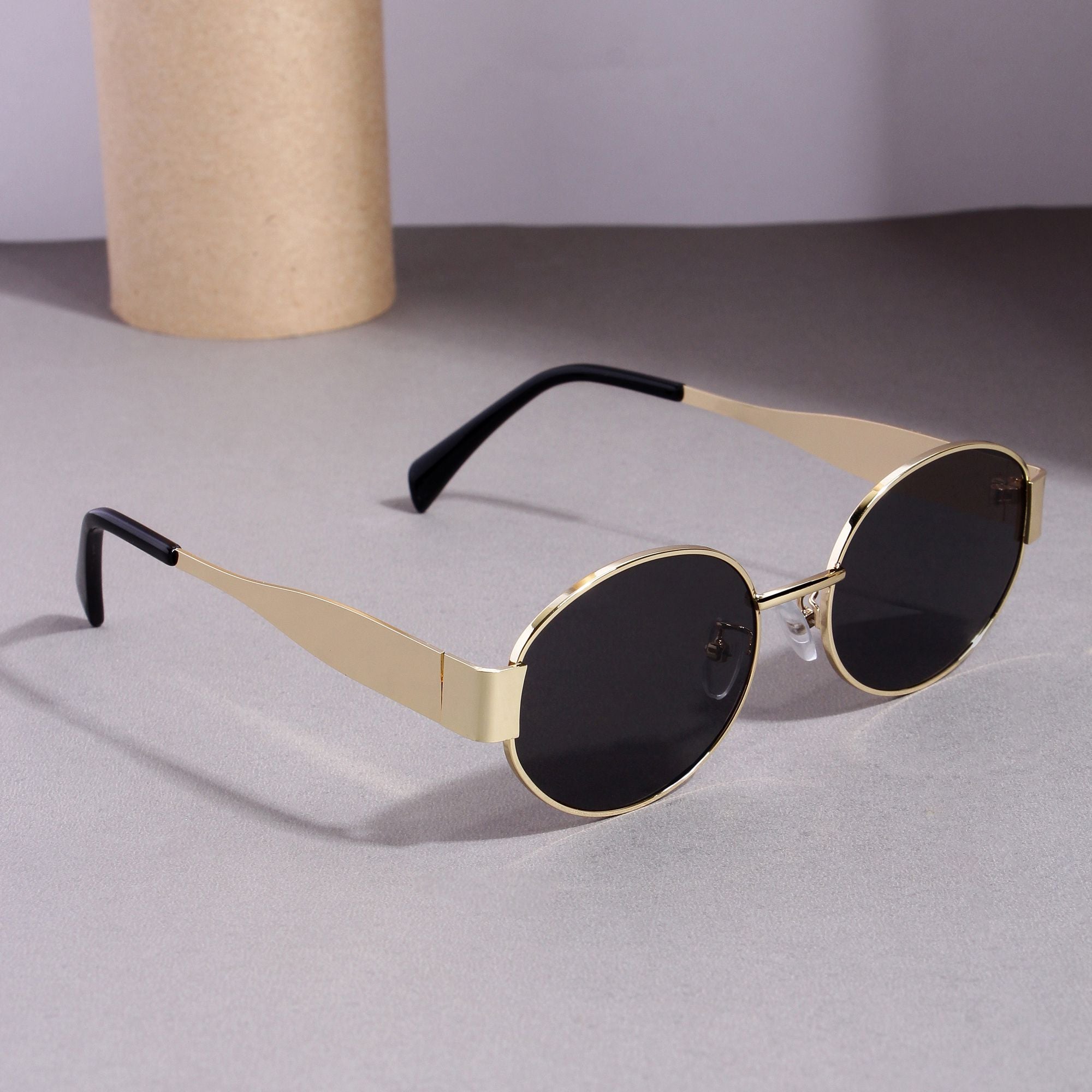 FF2380 Gold Black Oval Sunglasses