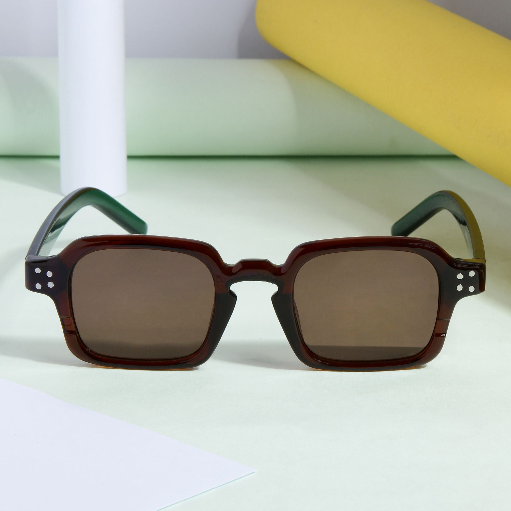 Green Brown SZ 2005 Square Sunglasses