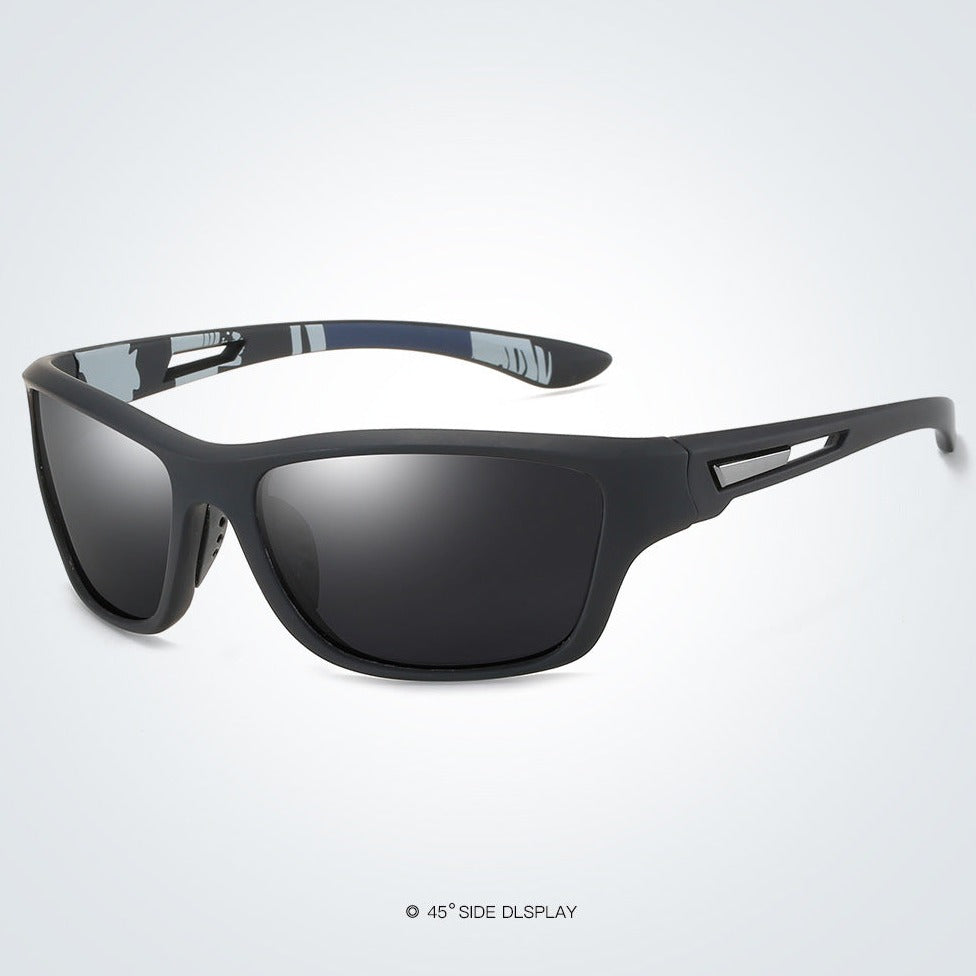 Rider V1 Black Polarized Rectangle Sunglasses