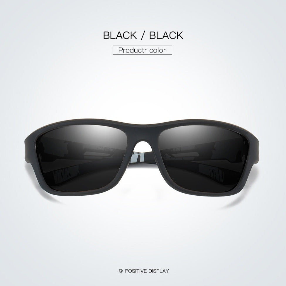 Rider V1 Black Polarized Rectangle Sunglasses