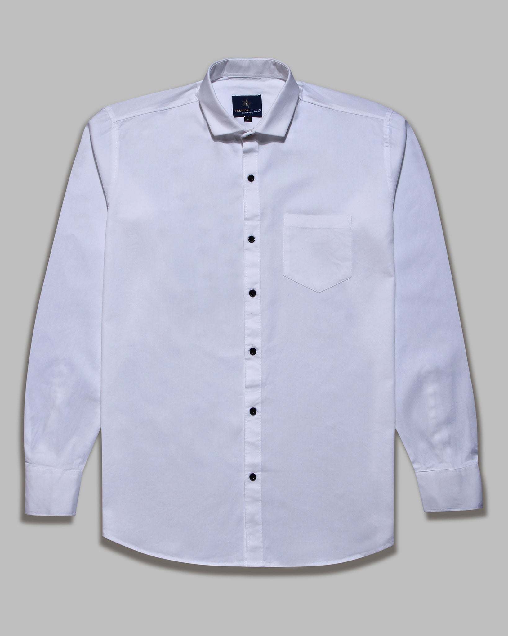 White Super Soft Black Button Premium Cotton Shirt