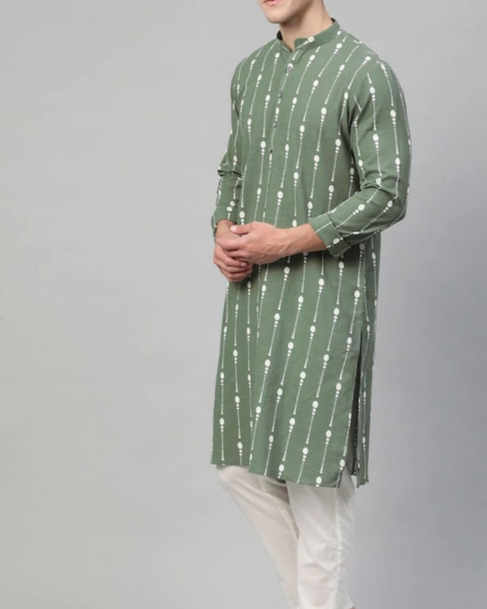 Green Super Soft Digital Print Kurta For Men