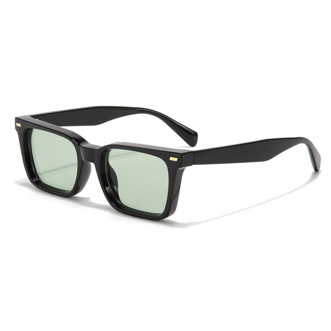 Castels Black Green Rectangle Sunglasses