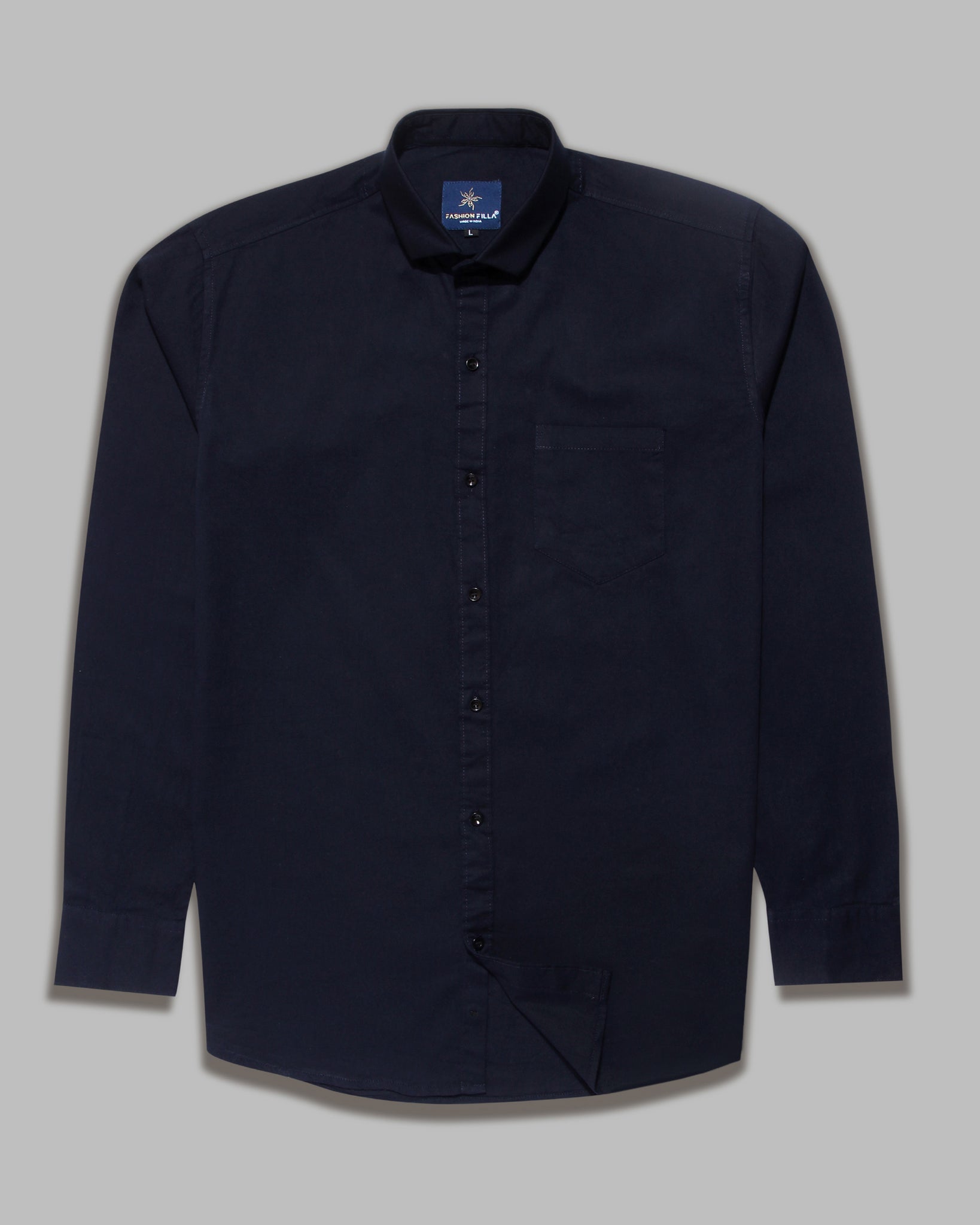 Navy Blue Super Soft Black Button Premium Cotton Shirt