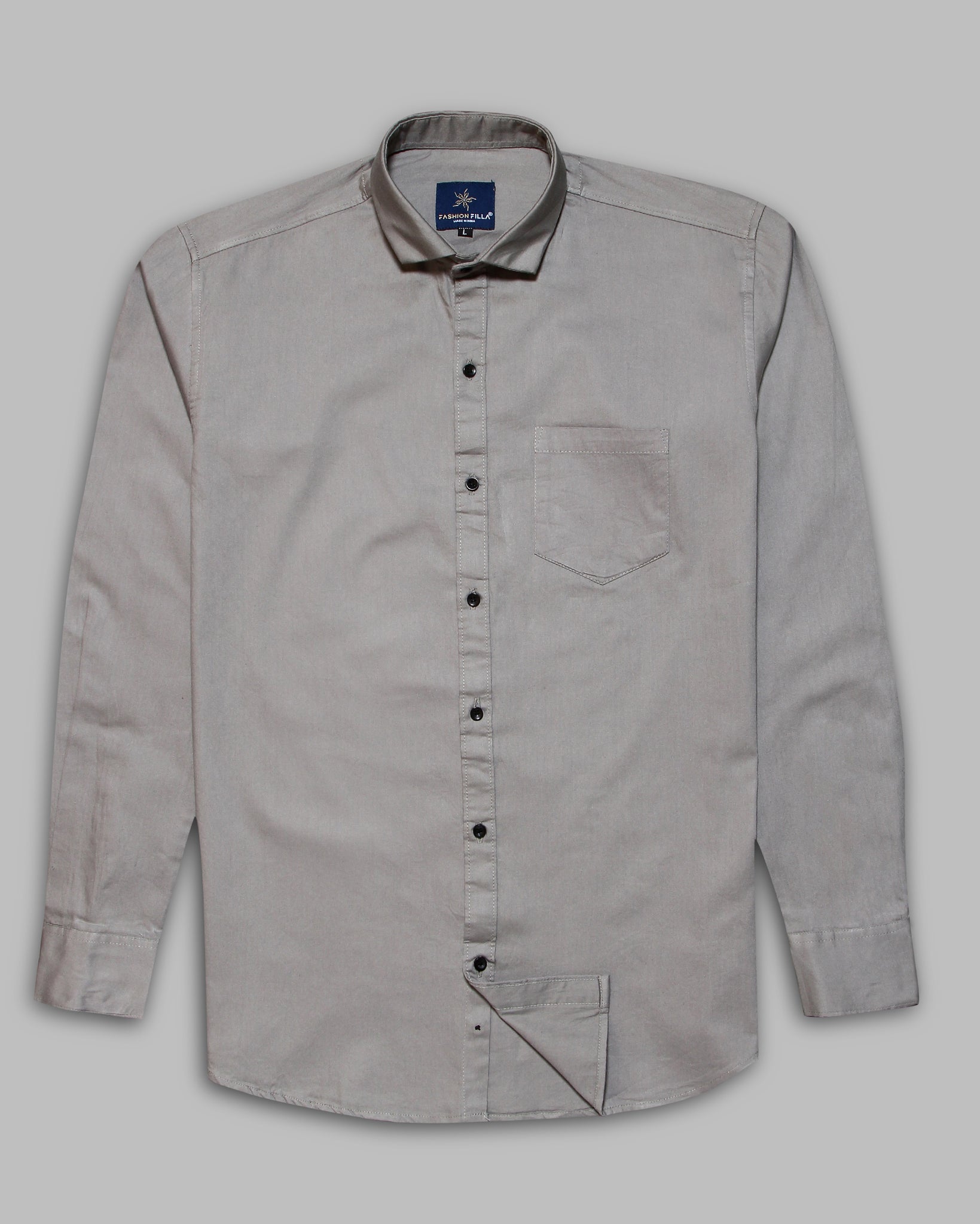 Grey Super Soft Black Button Premium Cotton Shirt