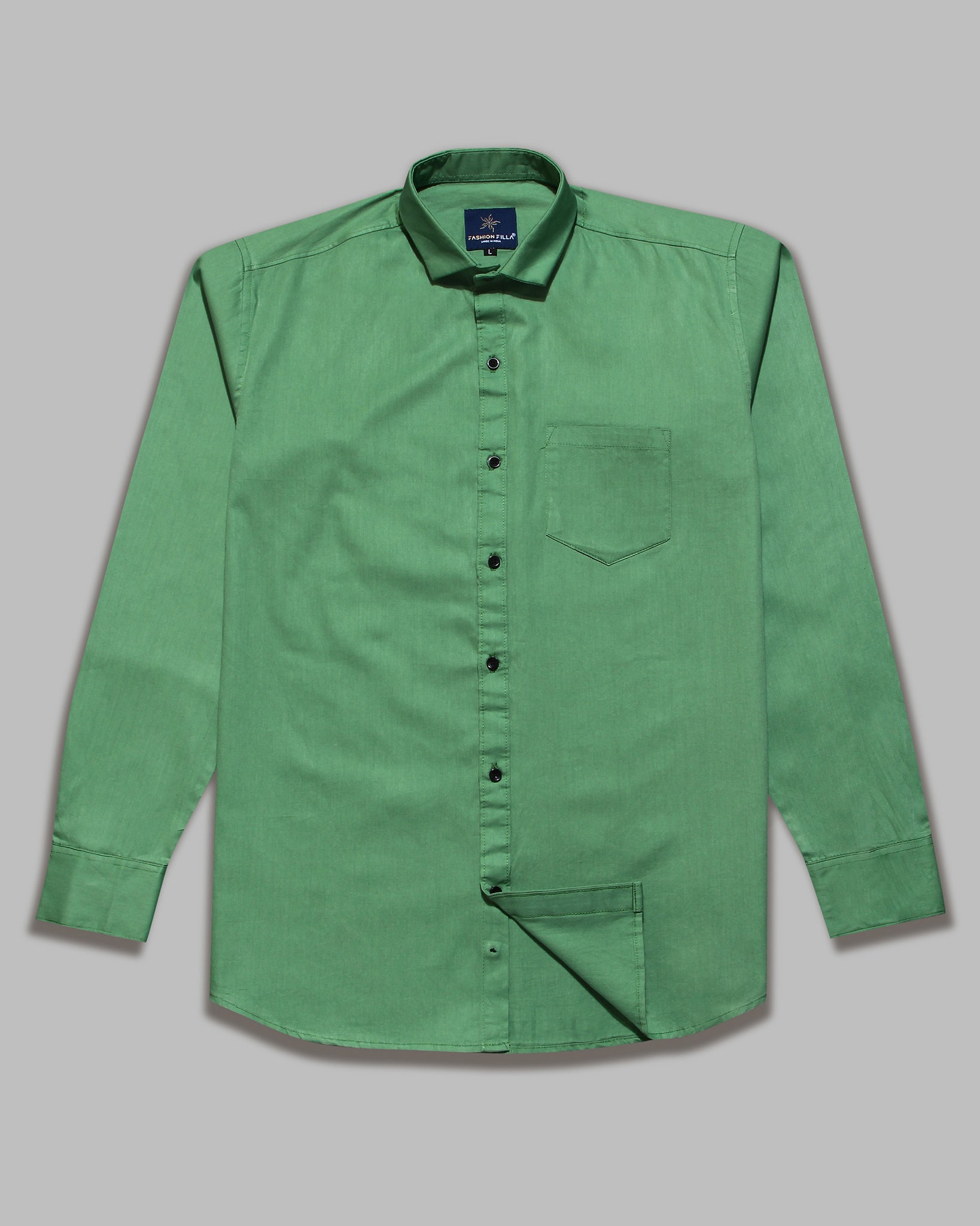 Parrot Green Super Soft Black Button Premium Cotton Shirt