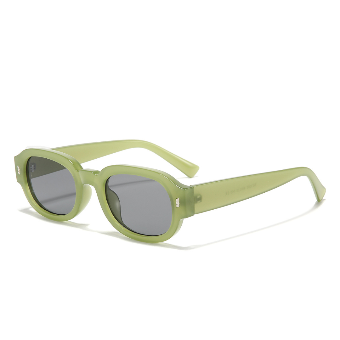 Venom Green Black Oval Sunglasses