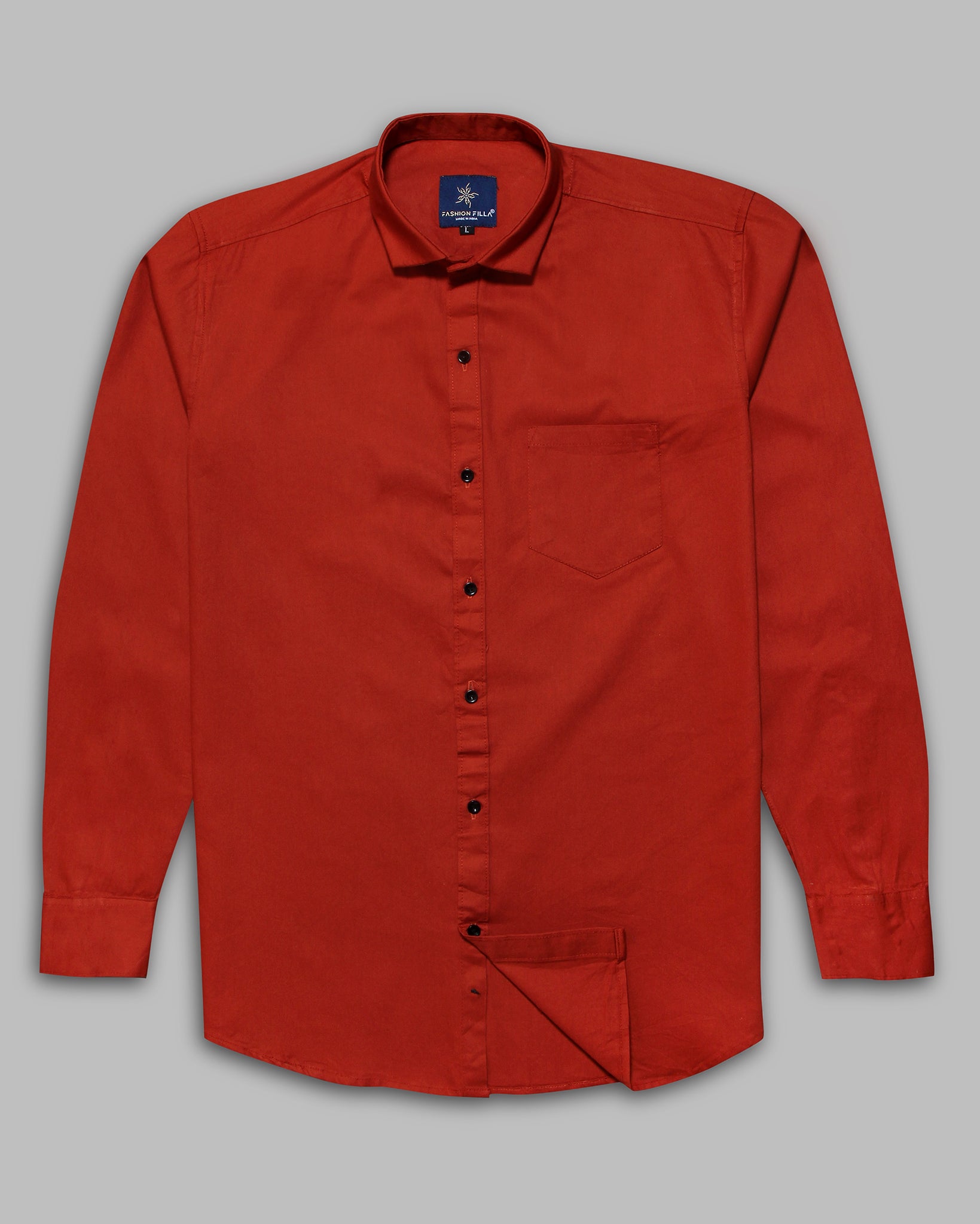 Orange Super Soft Black Button Premium Cotton Shirt