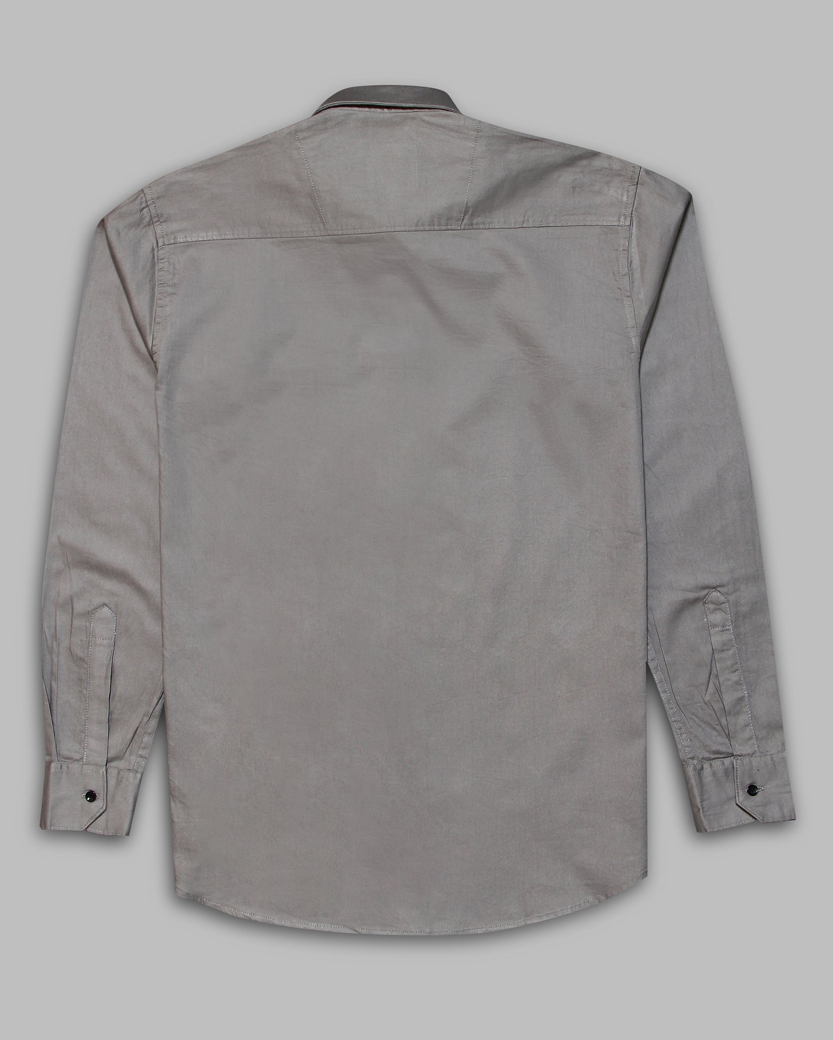 Grey Super Soft Black Button Premium Cotton Shirt