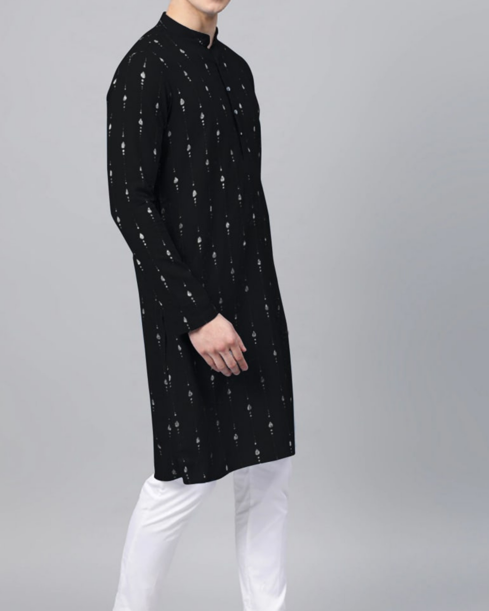 Black Super Soft Digital Print Kurta For Men