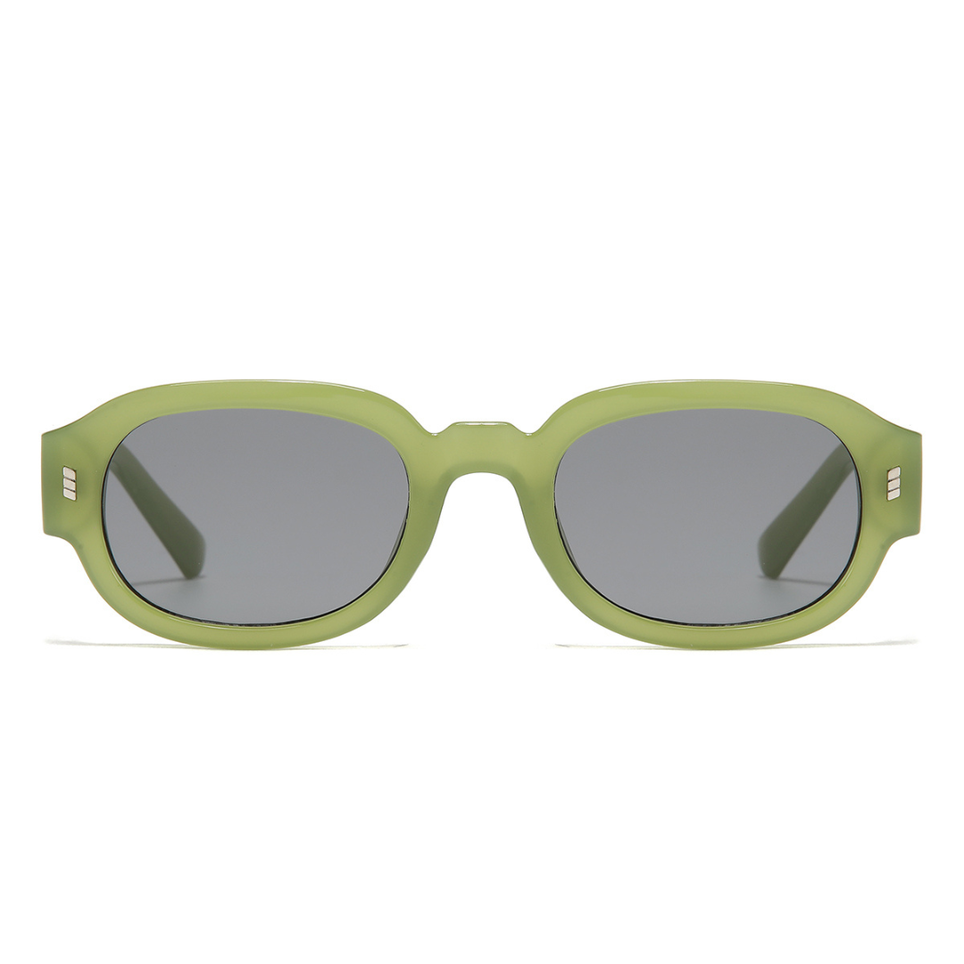 Venom Green Black Oval Sunglasses