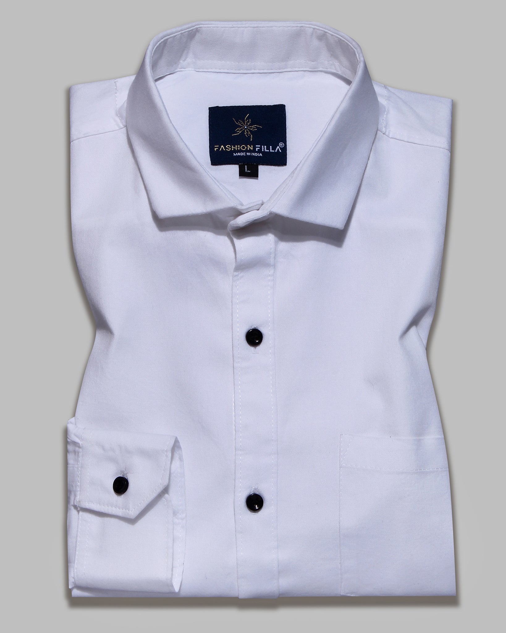 White Super Soft Black Button Premium Cotton Shirt