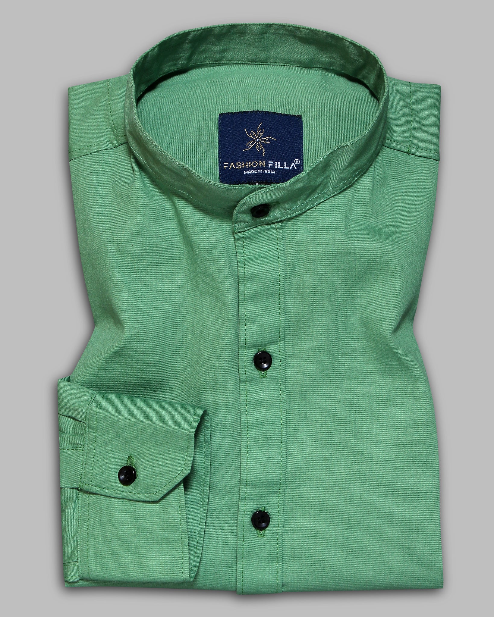 Parrot Green Super Soft Kurta Collar Premium Cotton Shirt