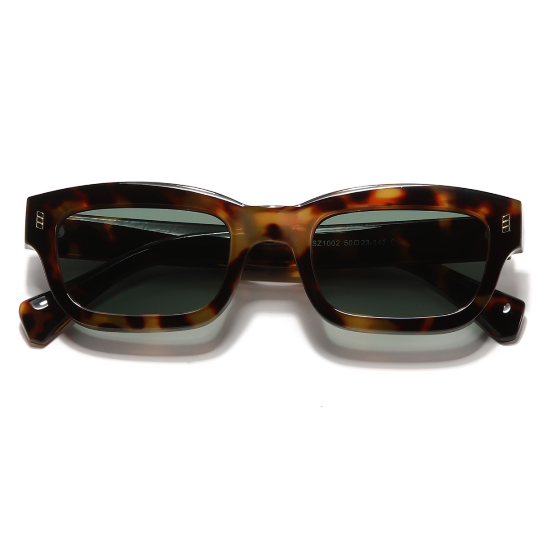 Lizard Tortoise Green Rectangle Sunglasses