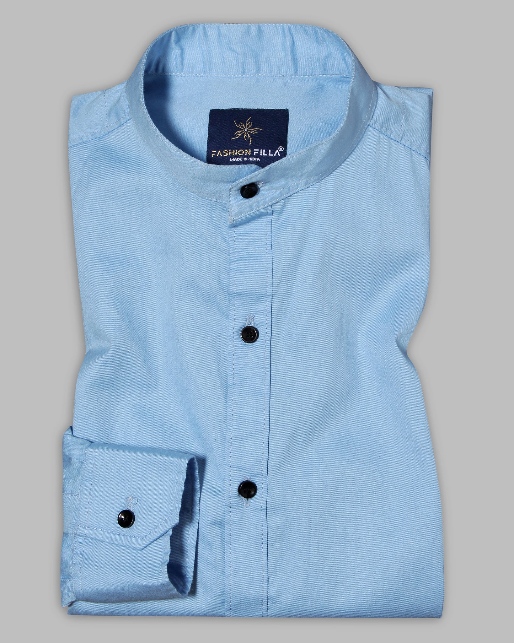 Sky Blue Super Soft Kurta Collar Premium Cotton Shirt