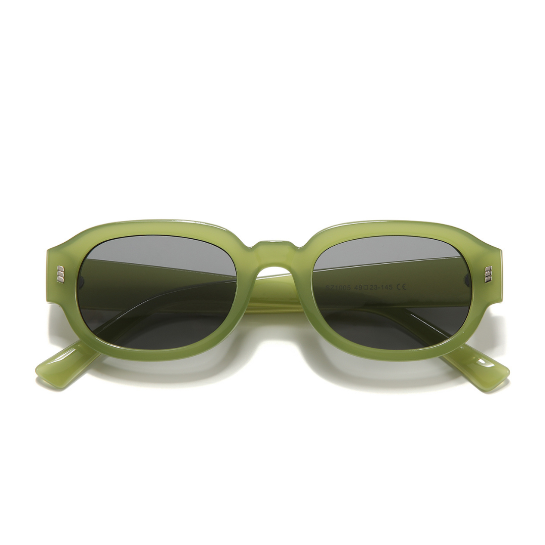 Venom Green Black Oval Sunglasses