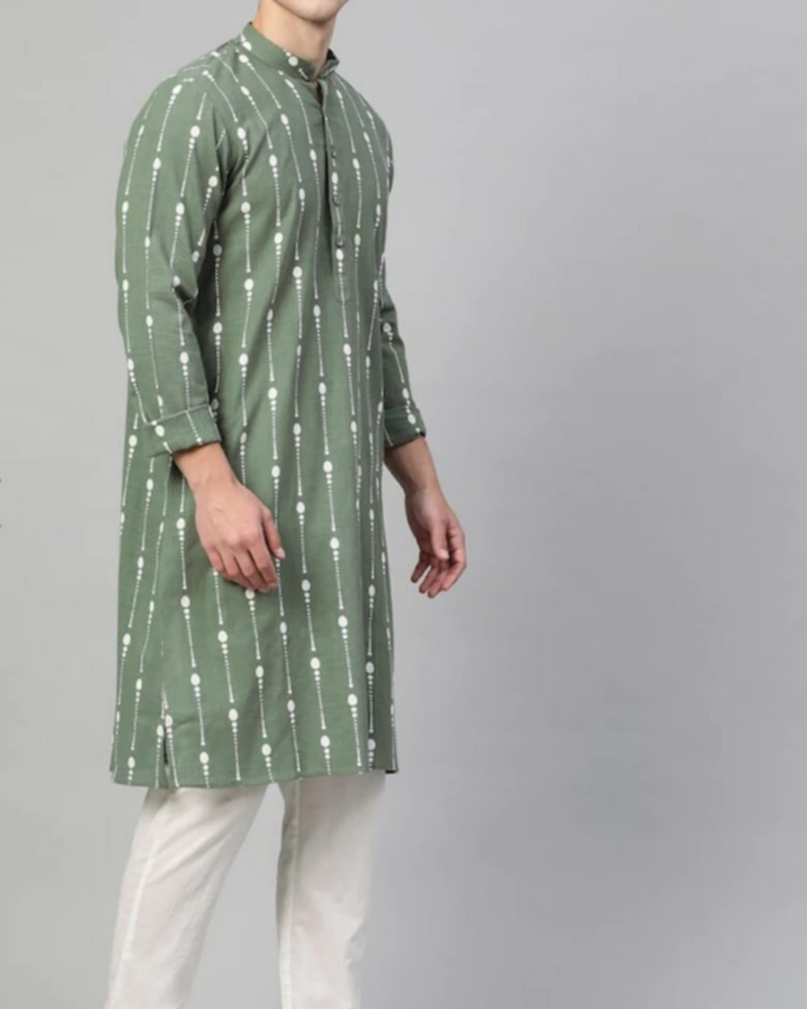 Green Super Soft Digital Print Kurta For Men