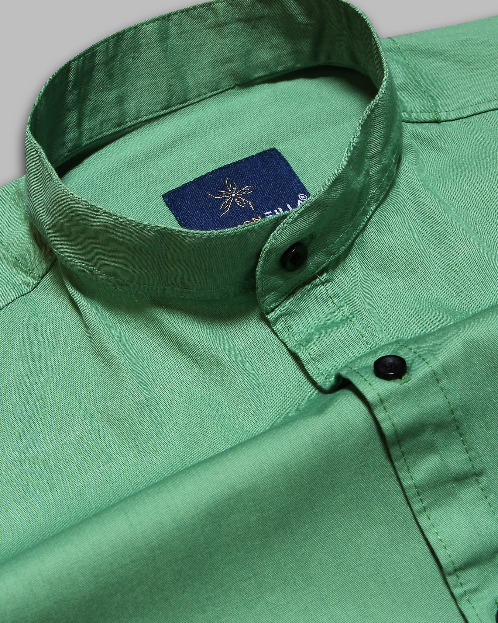 Parrot Green Super Soft Kurta Collar Premium Cotton Shirt