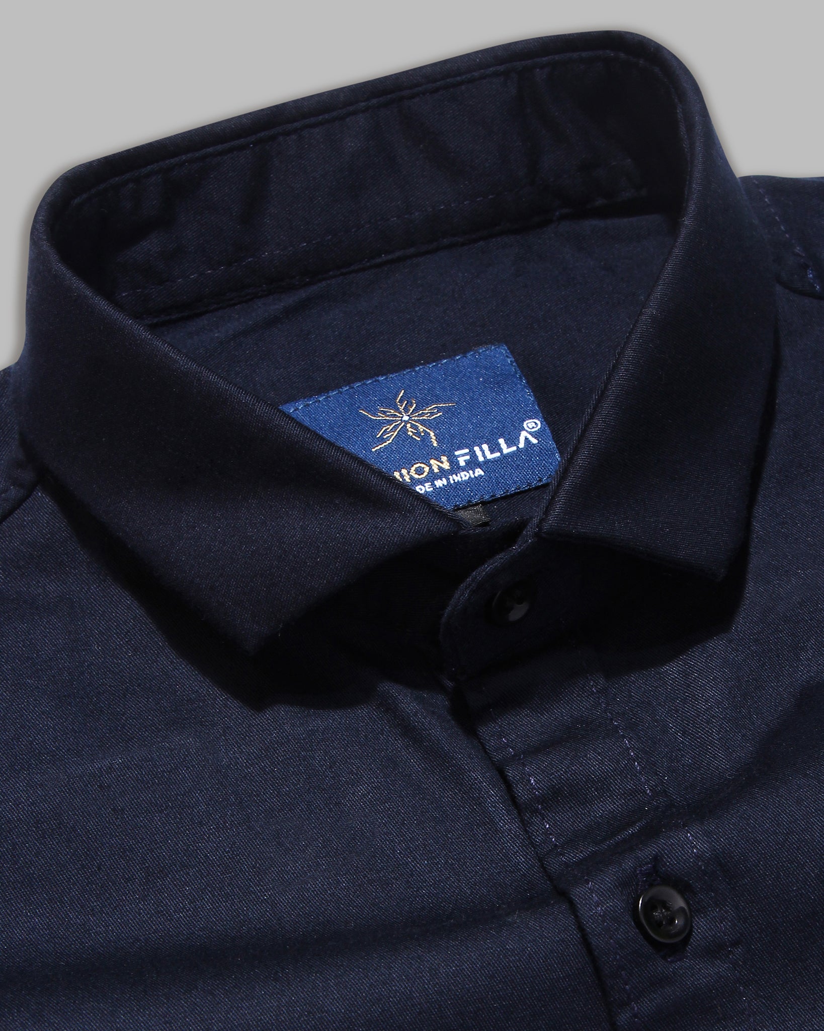 Navy Blue Super Soft Black Button Premium Cotton Shirt