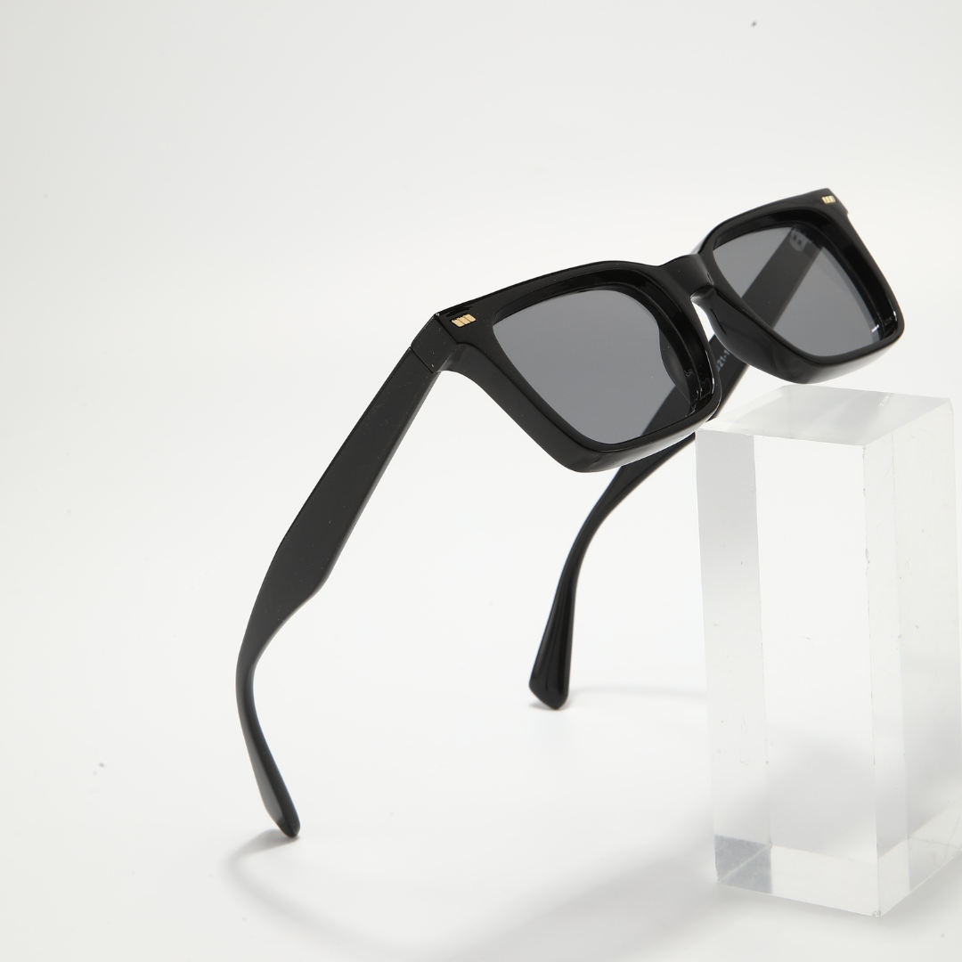 Castels Full Black Rectangle Sunglasses