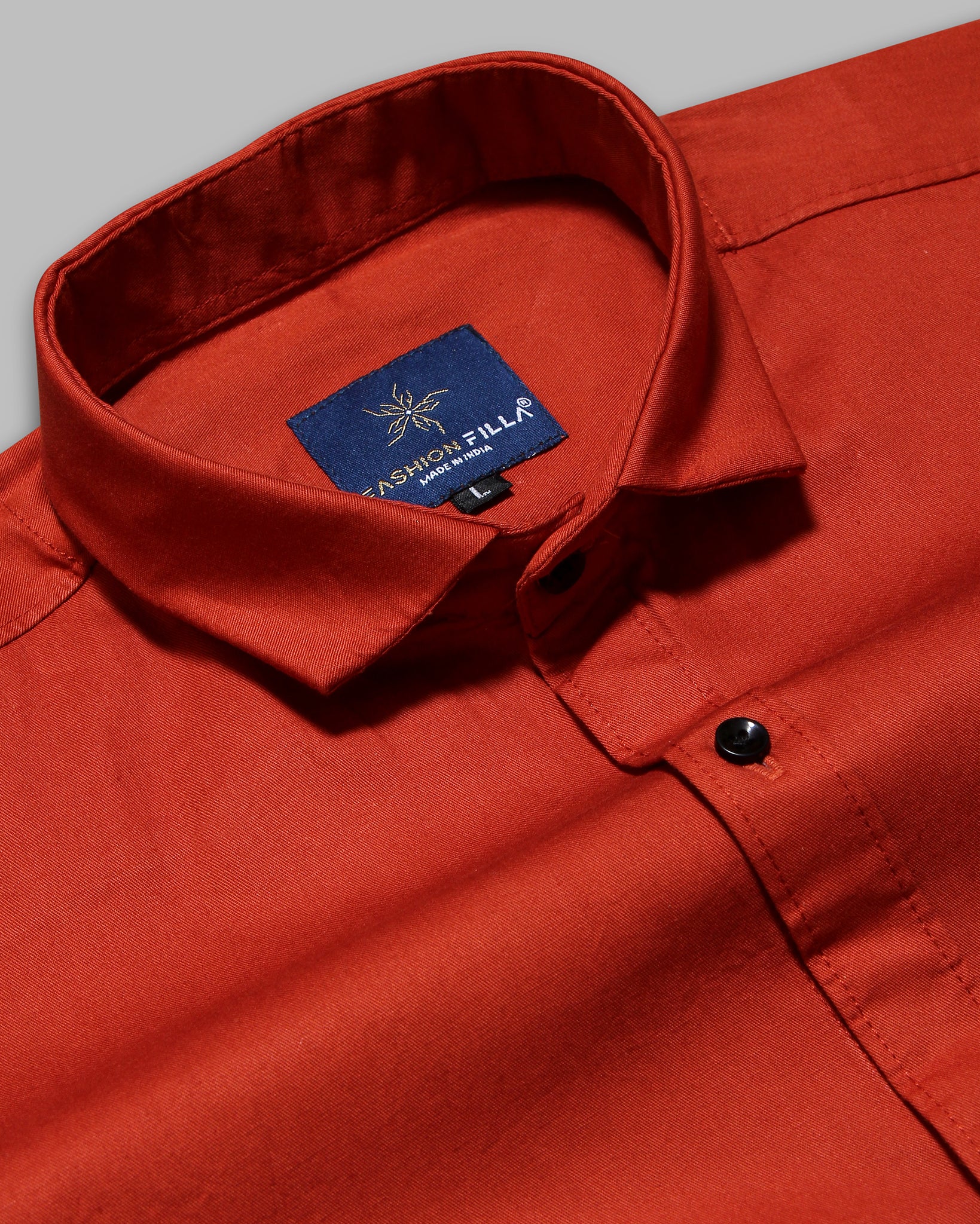 Orange Super Soft Black Button Premium Cotton Shirt