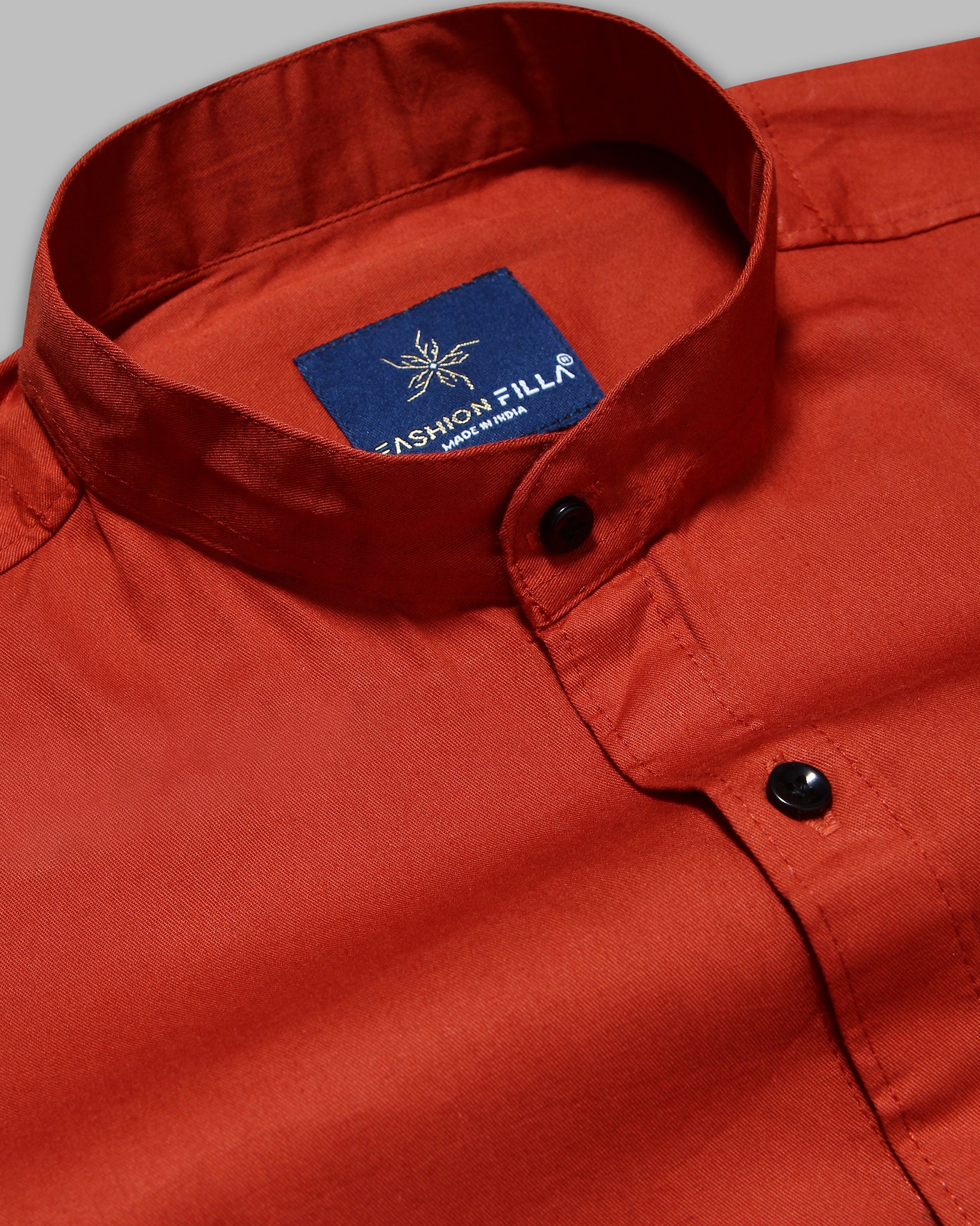 Orange Super Soft Kurta Collar Premium Cotton Shirt