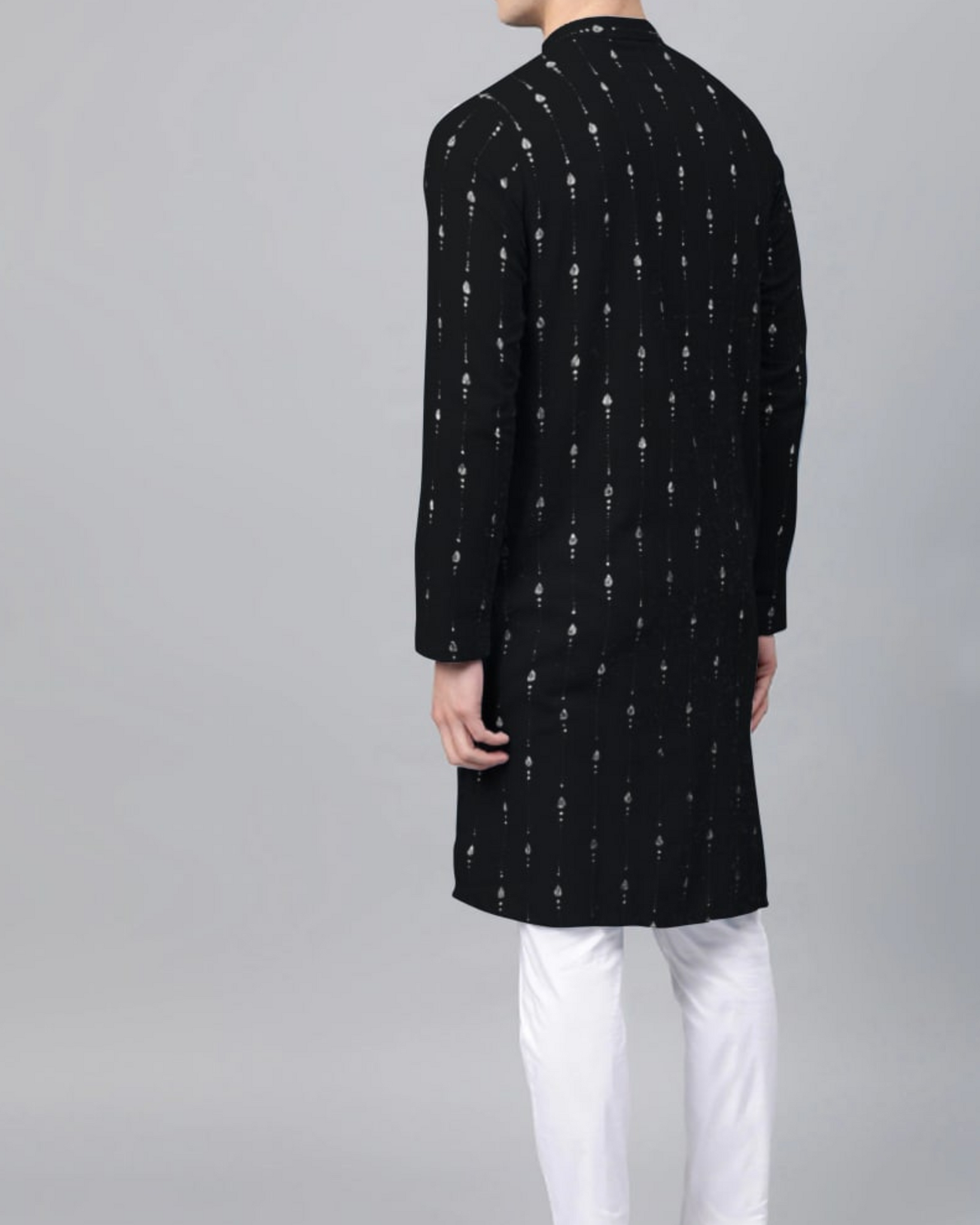 Black Super Soft Digital Print Kurta For Men