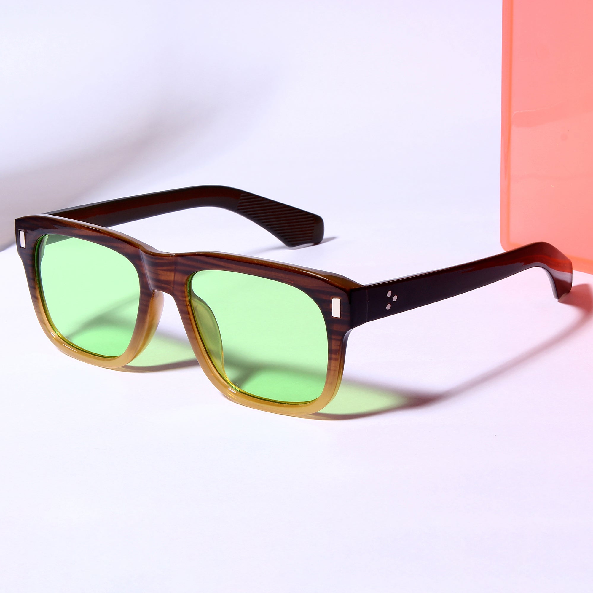 Spider Brown Green Rectangle Sunglasses